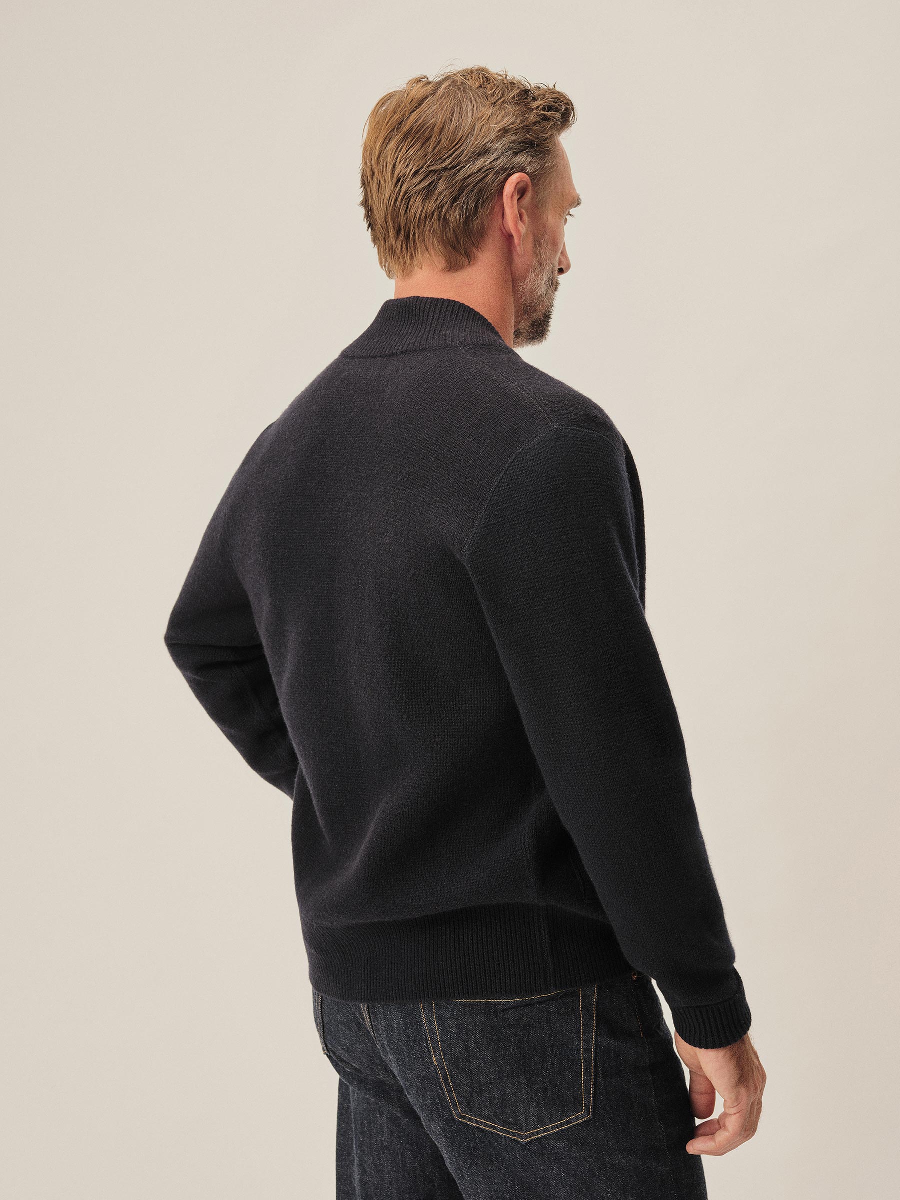 Dark Navy Heritage Wool Zip Cardigan - Image 6