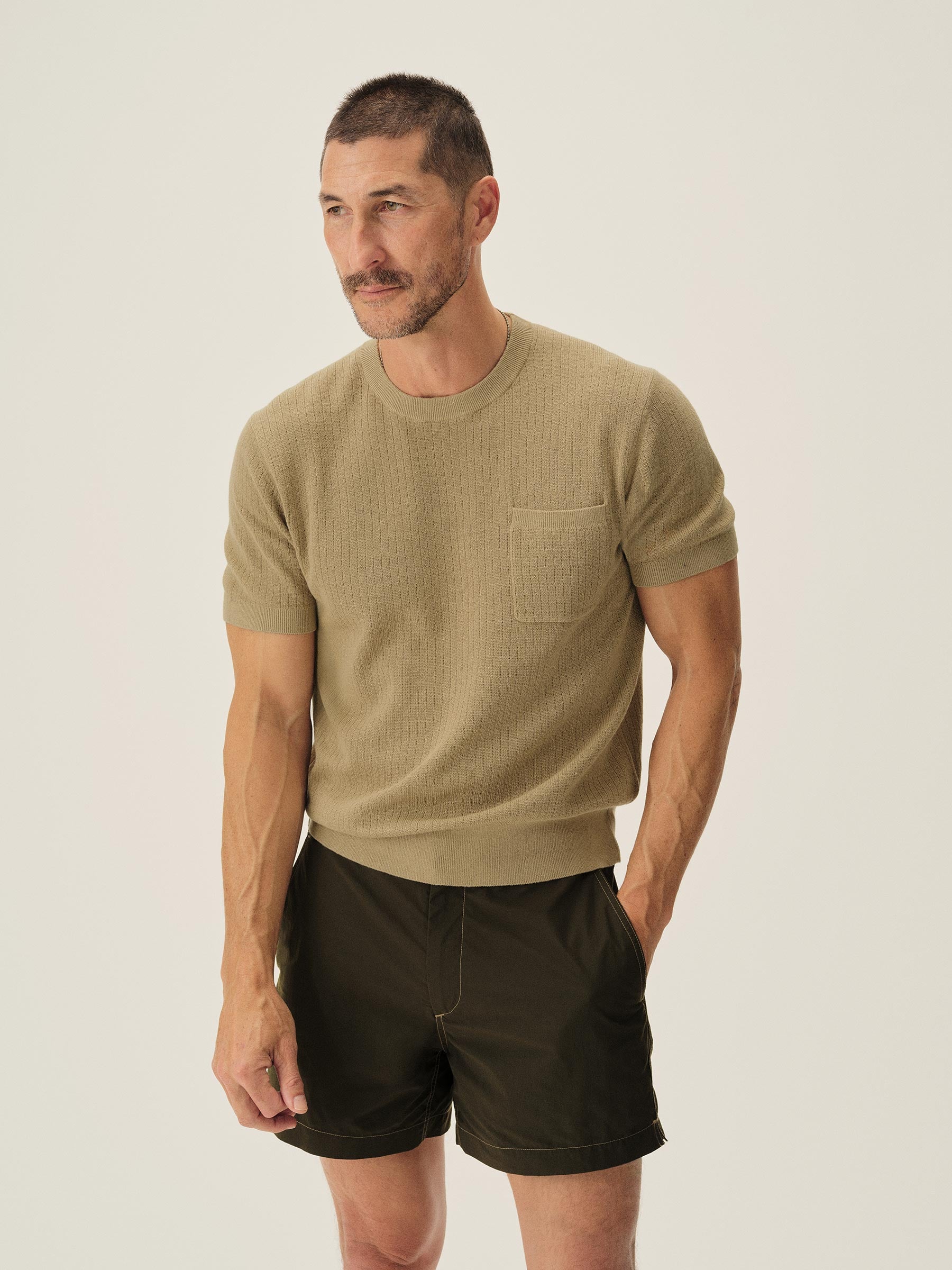 Alternative view of Dried Lemongrass Yuma Rib Banded Tee