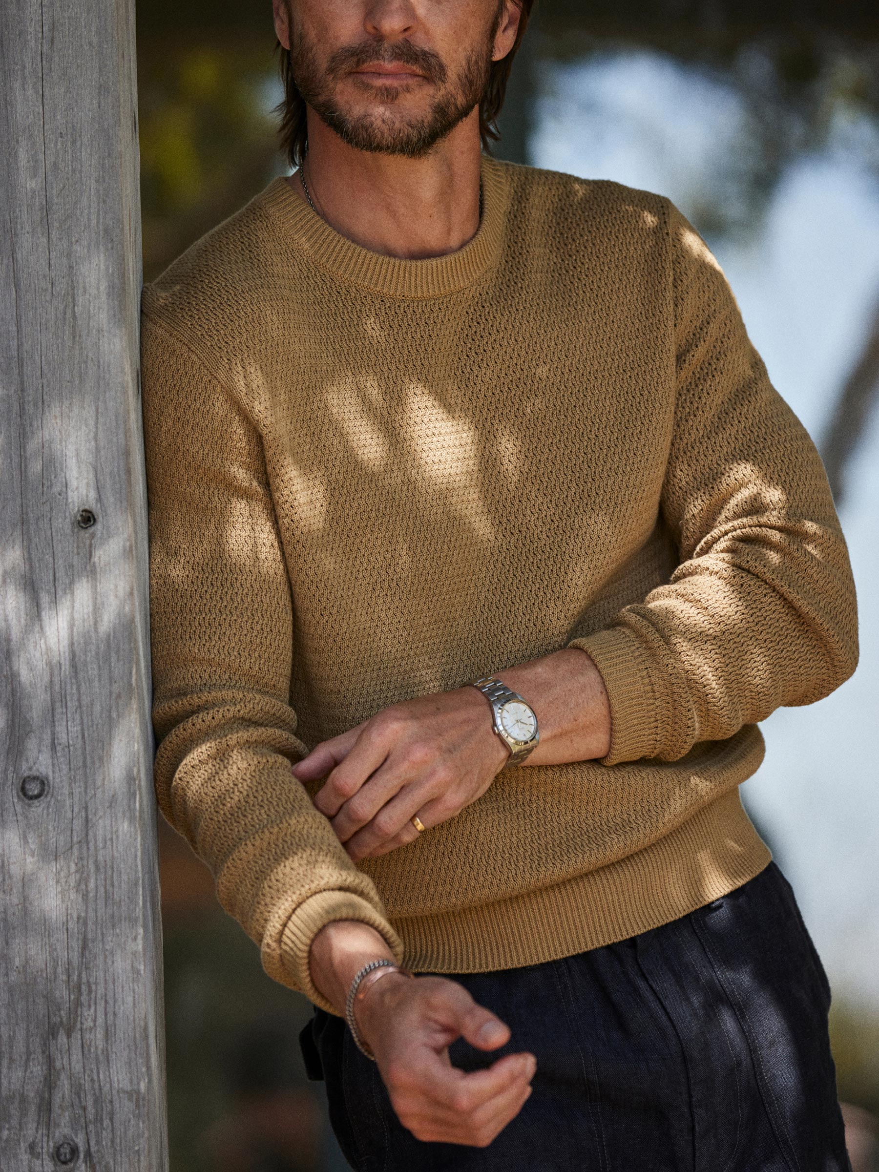 Golden Khaki Rope-Knit Yuma Hemp Crew