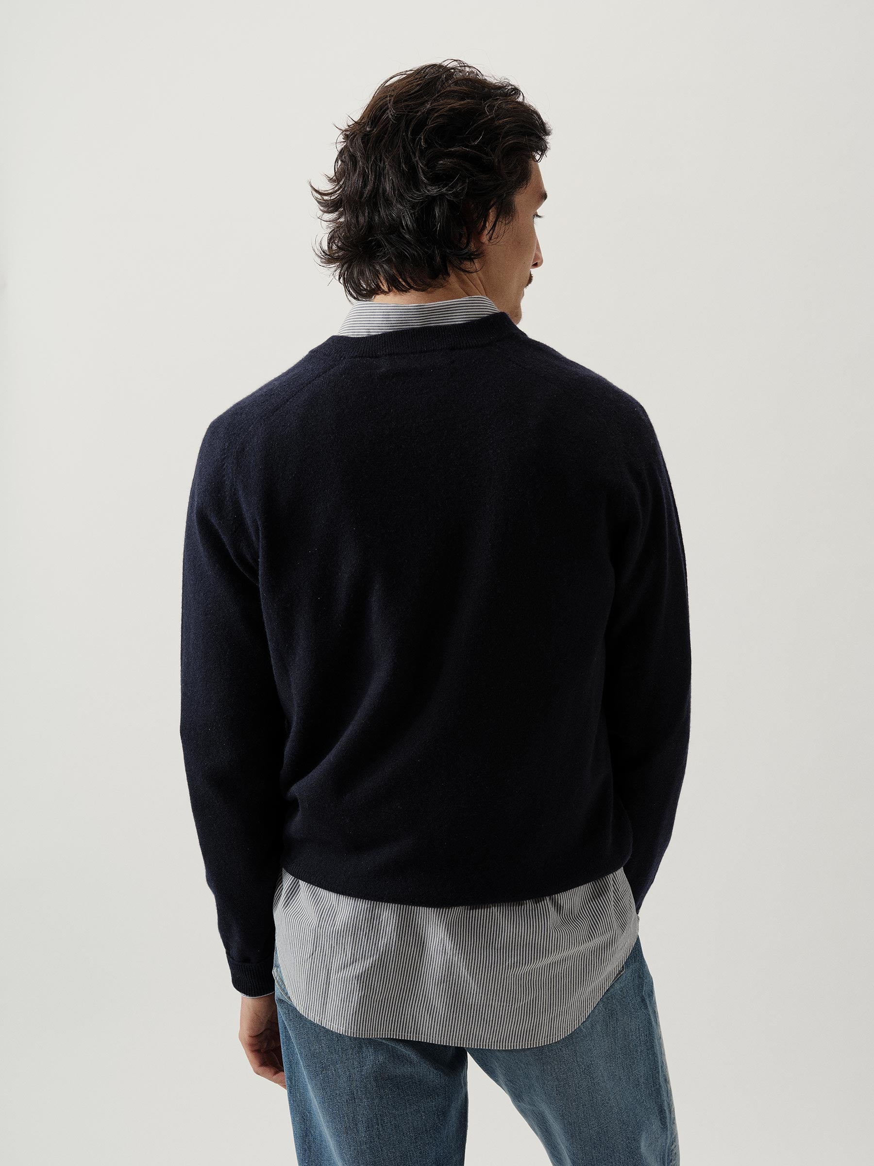 Dress Navy California Cashmere V-Neck - Image 5
