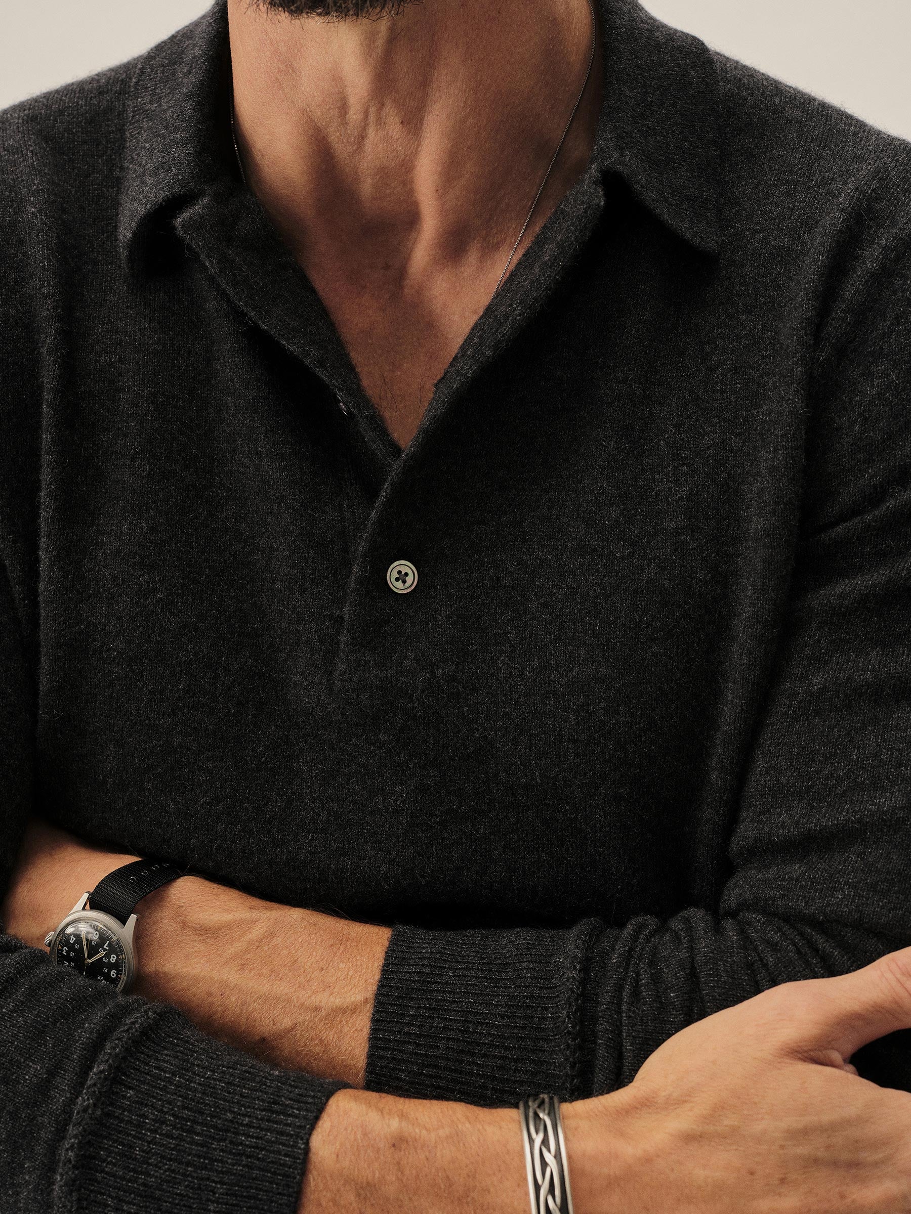 Heather Charcoal California Cashmere Polo - Image 3