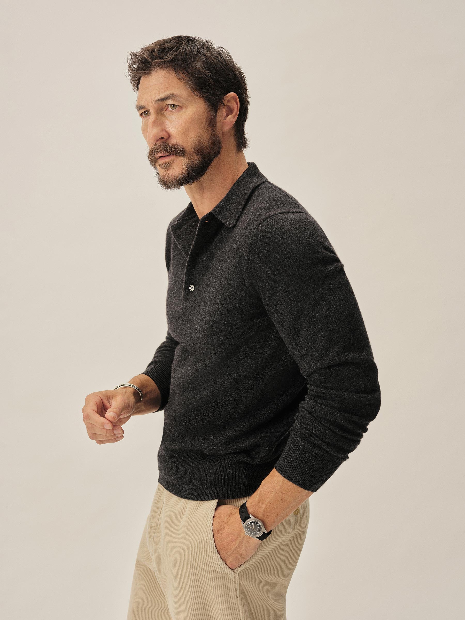 Heather Charcoal California Cashmere Polo - Image 4