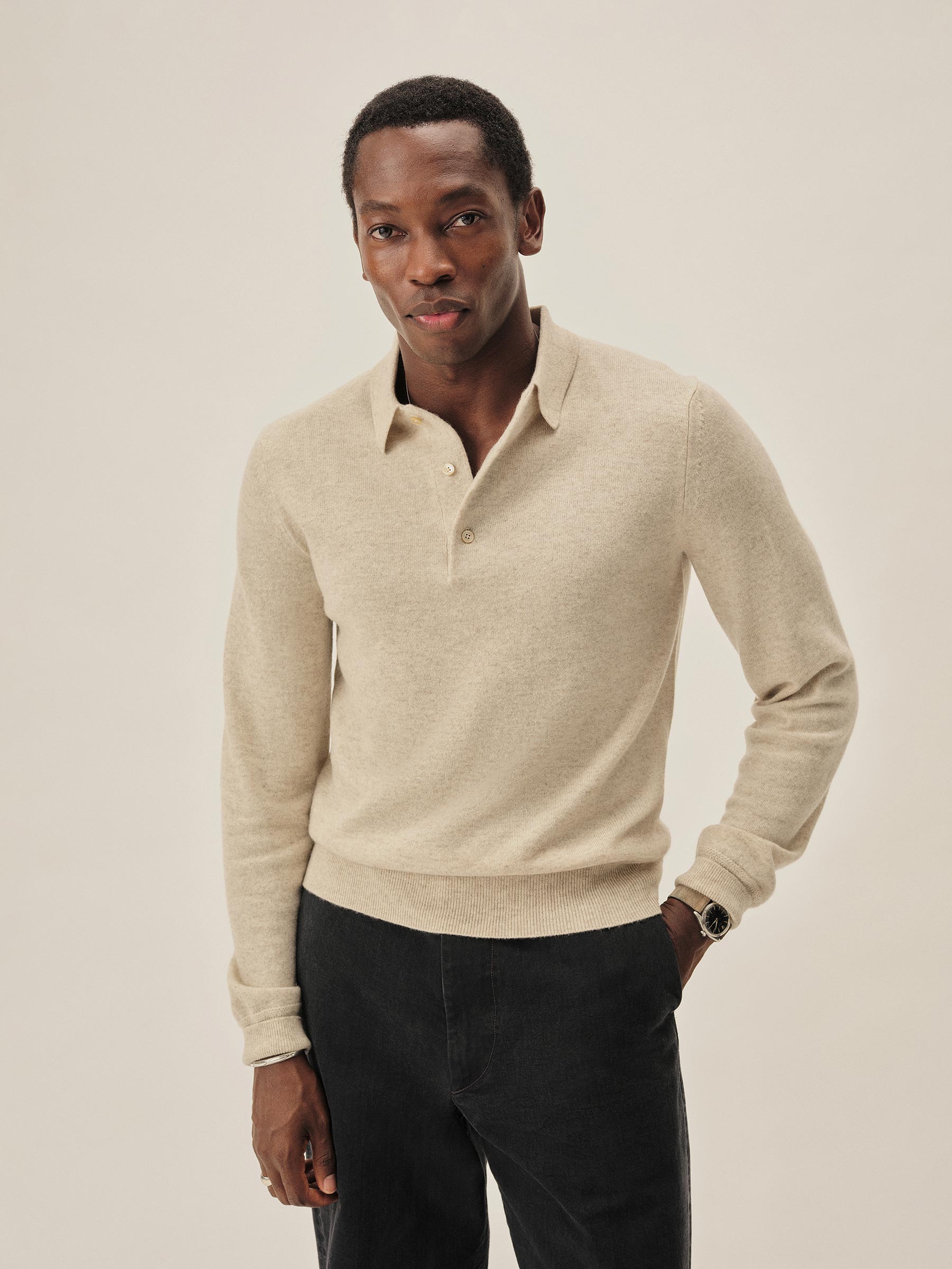 Heather Oat California Cashmere Polo - Image 3