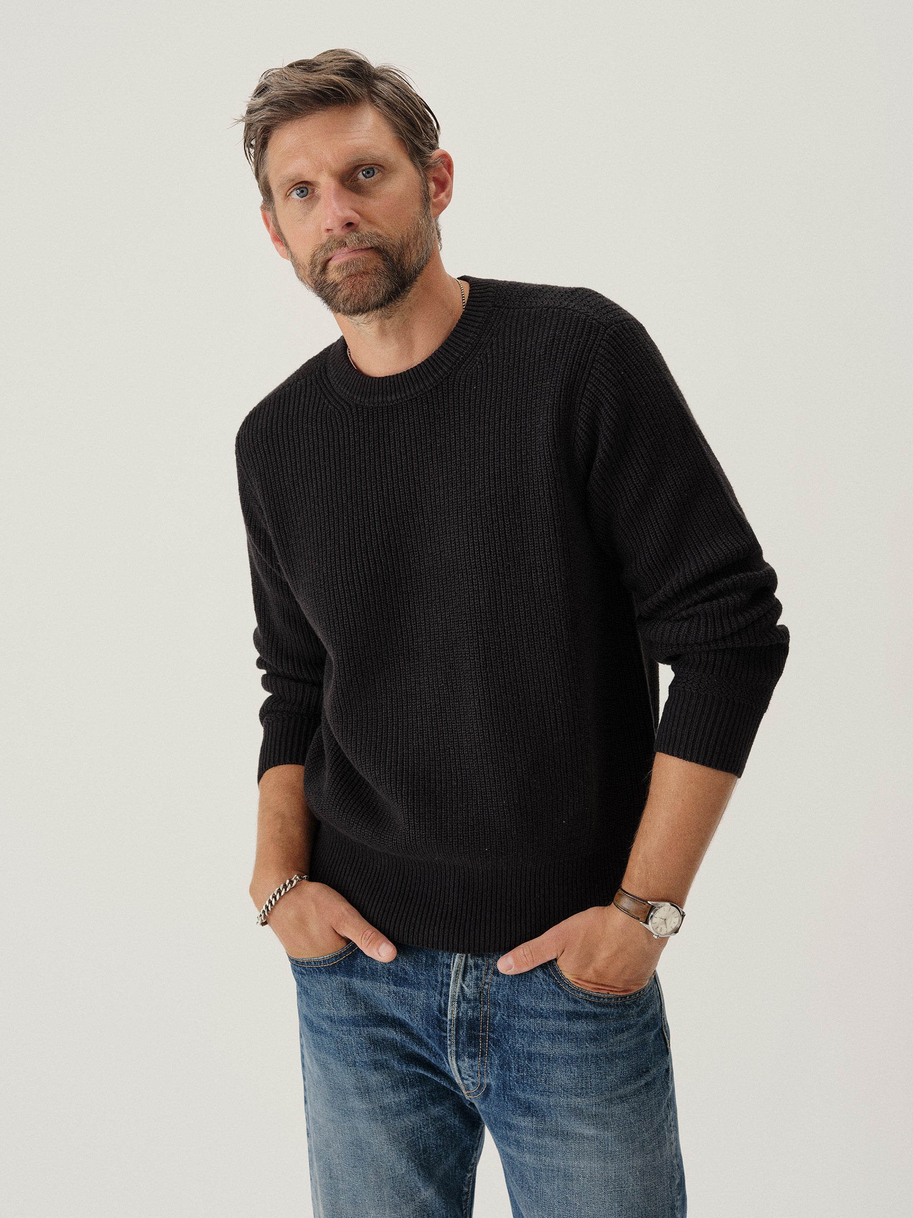 Black Seafarer Cotton Rib Crew - Image 3