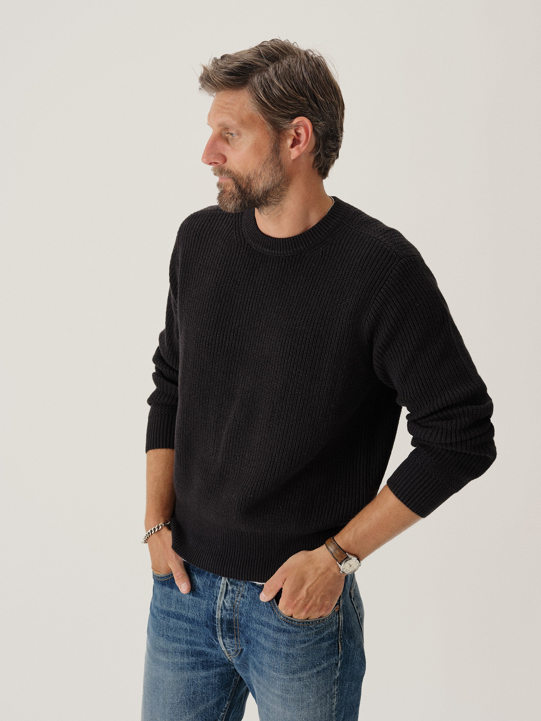 Black Seafarer Cotton Rib Crew - Image 4