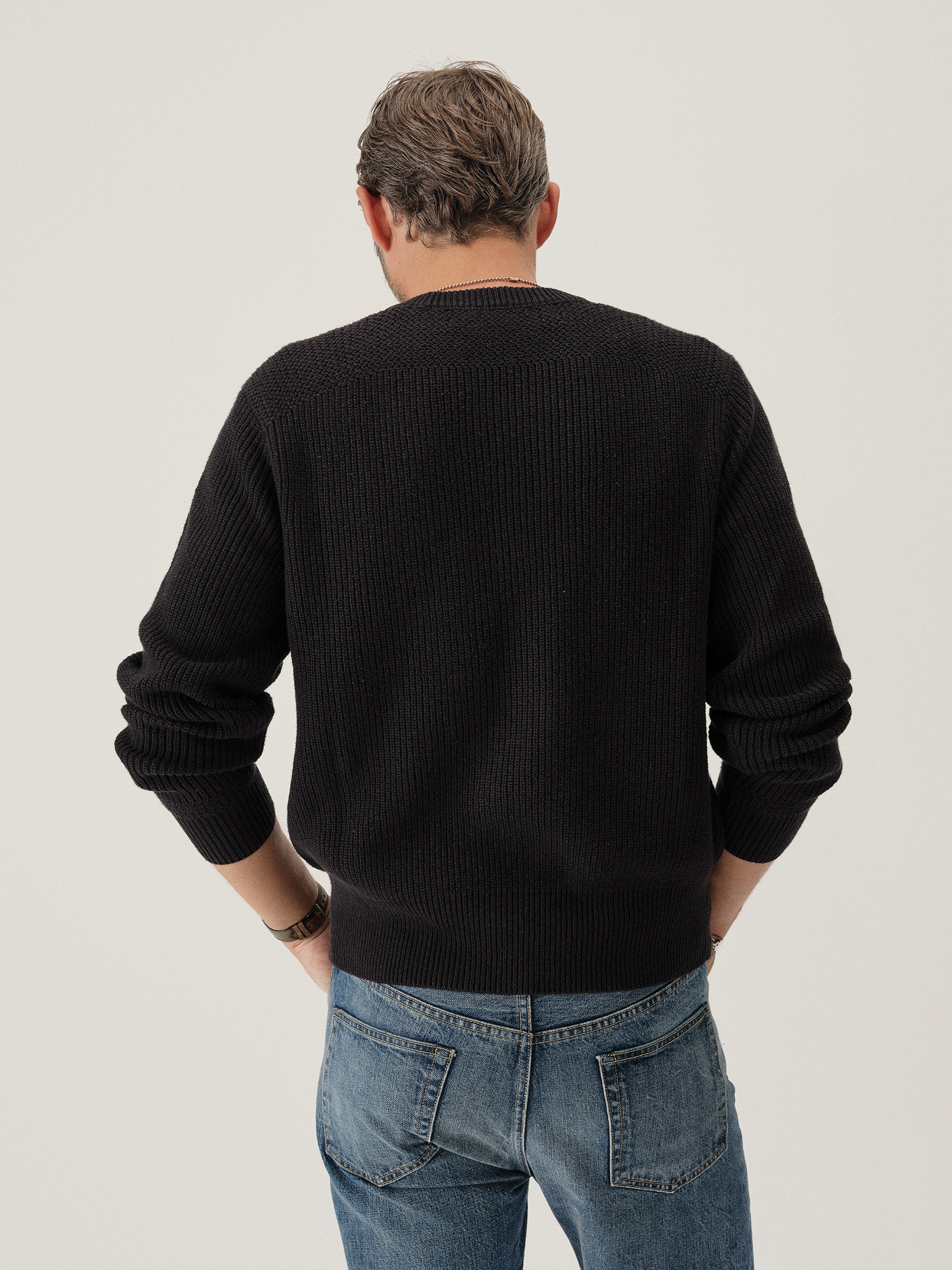 Black Seafarer Cotton Rib Crew - Image 5