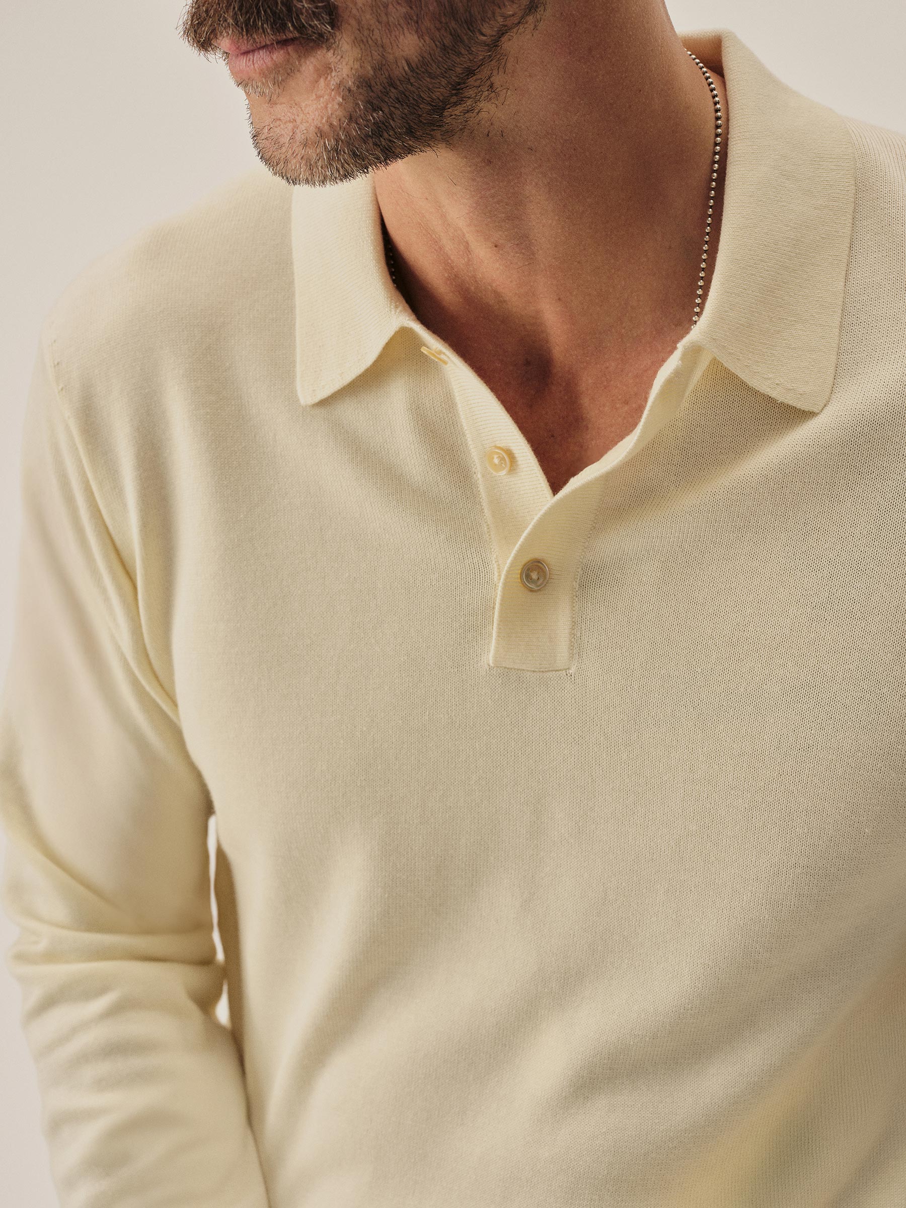 Natural Como Cashmere L/S Polo - Image 3