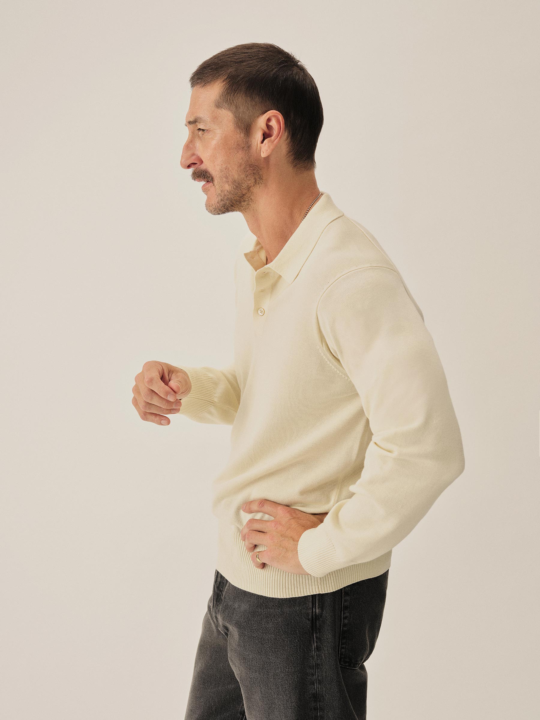 Natural Como Cashmere L/S Polo - Image 4