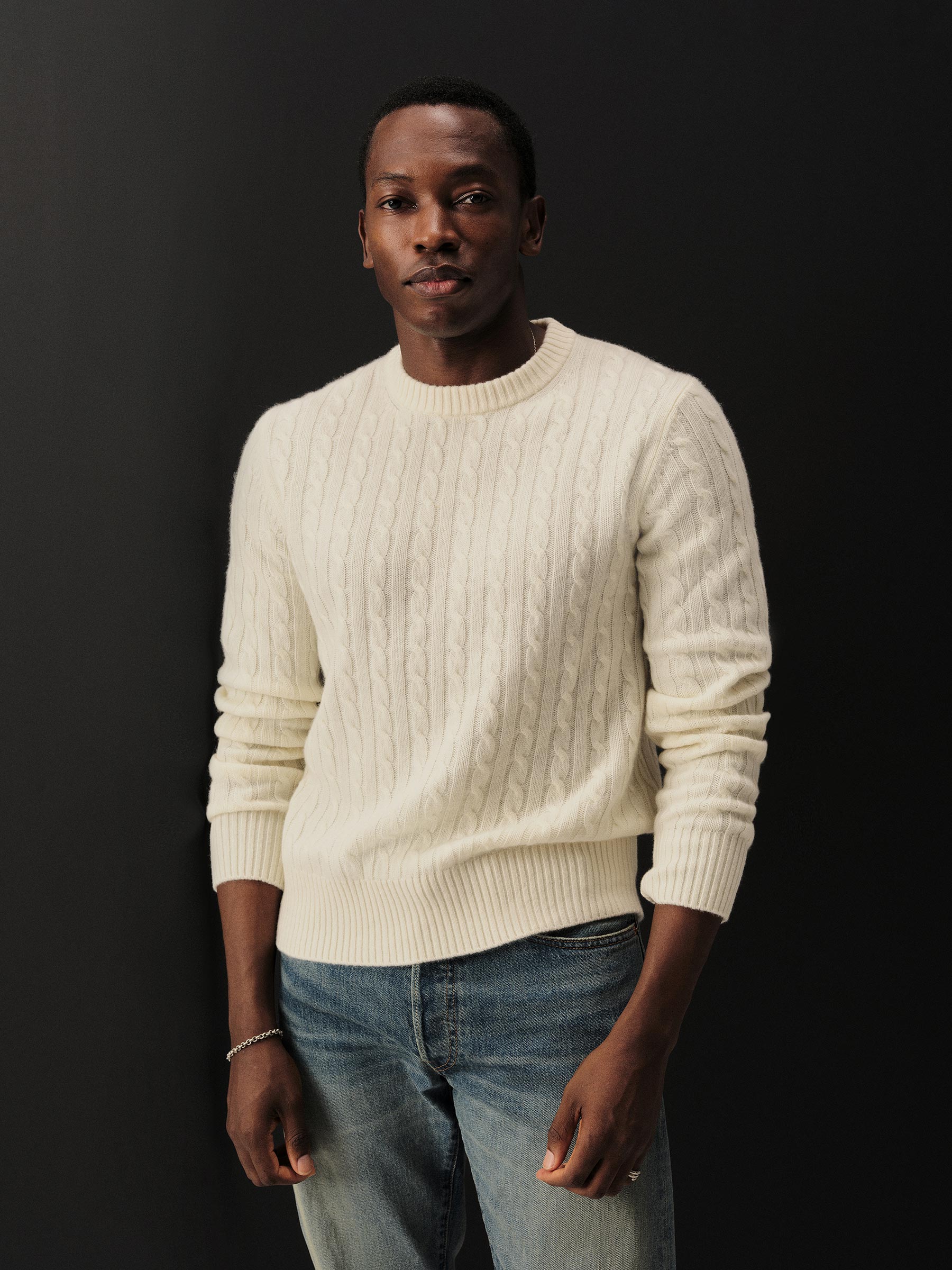 Alternative view of Natural California Cashmere Cable Crew
