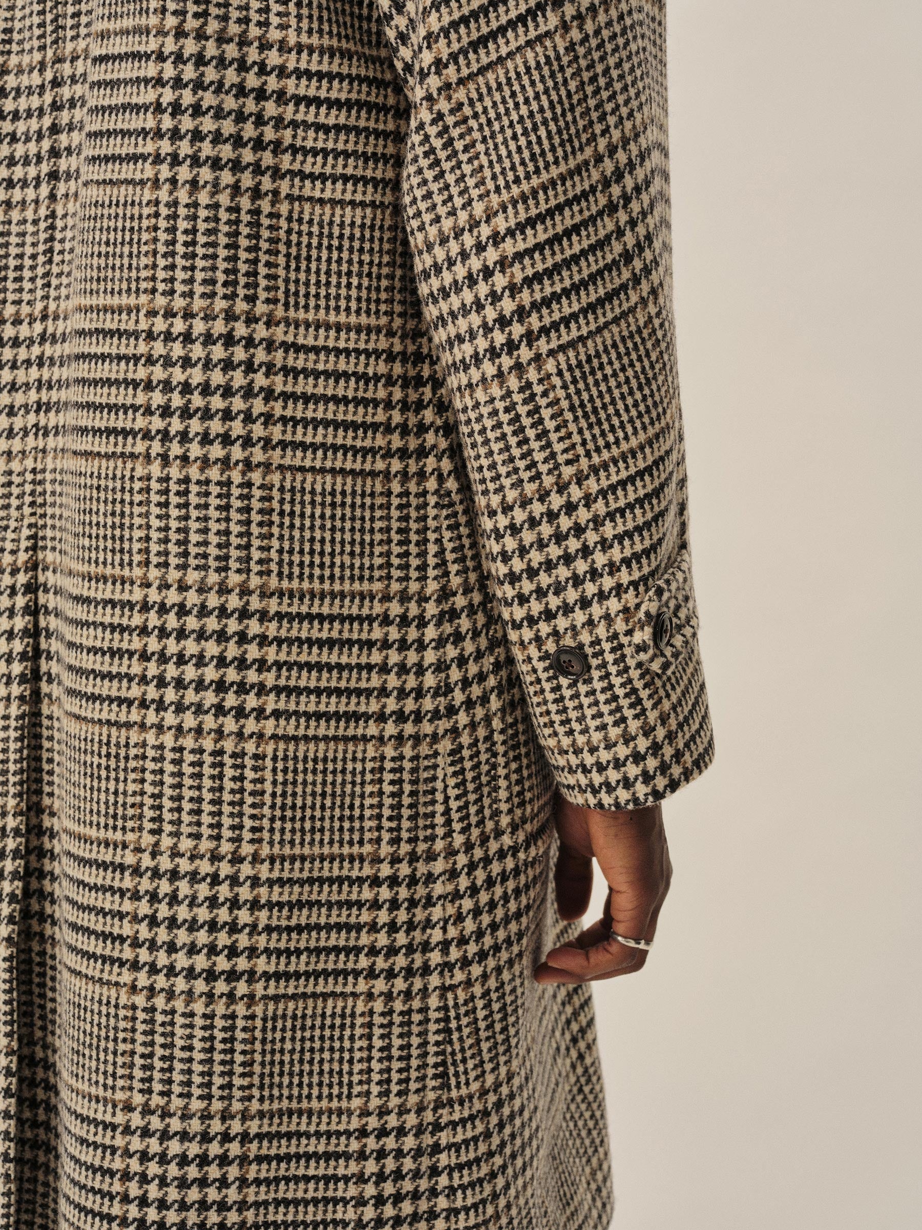 Natural / Black Glen Plaid Donegal Tweed Balmacaan - Image 8