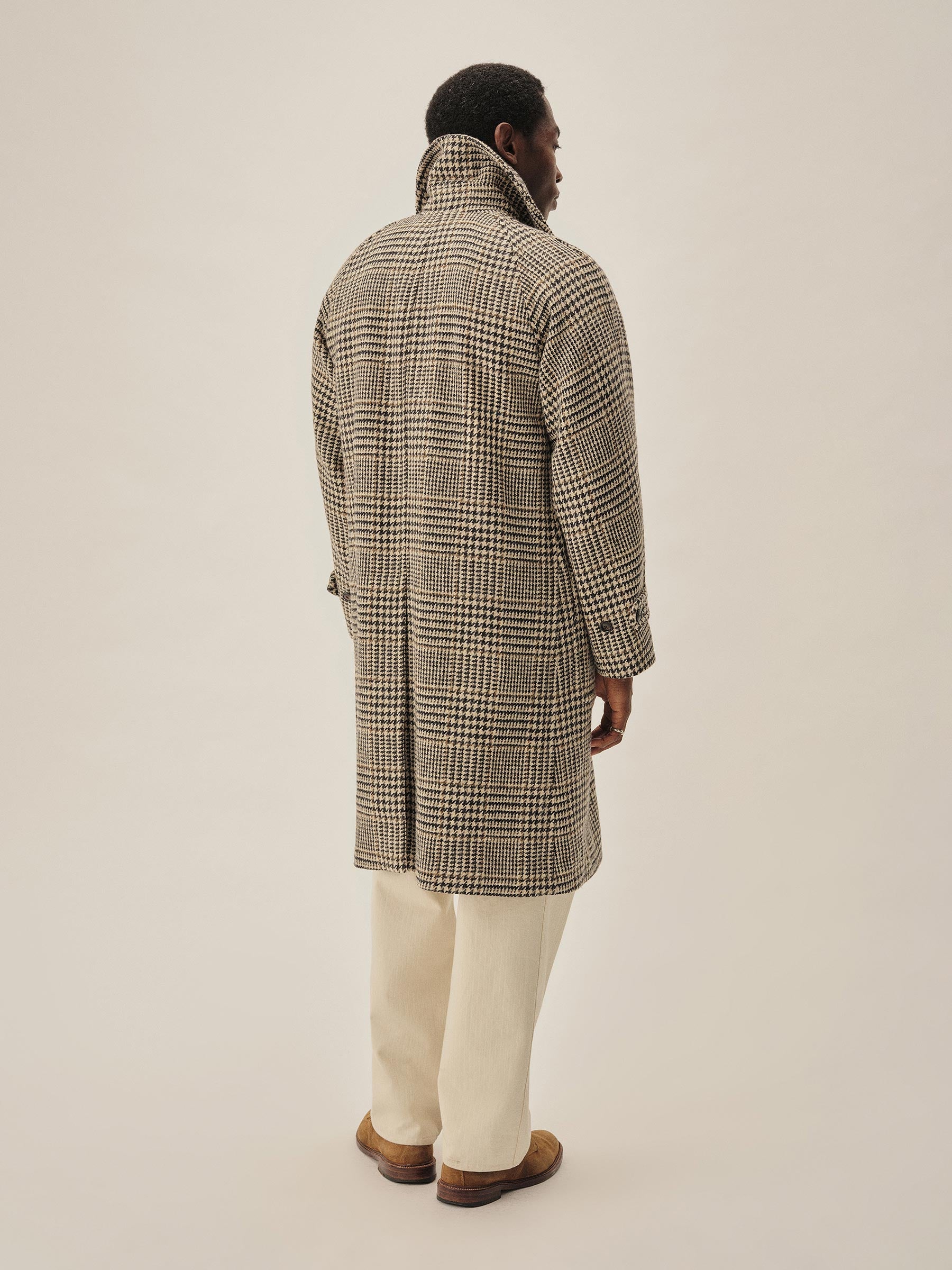 Natural / Black Glen Plaid Donegal Tweed Balmacaan - Image 7