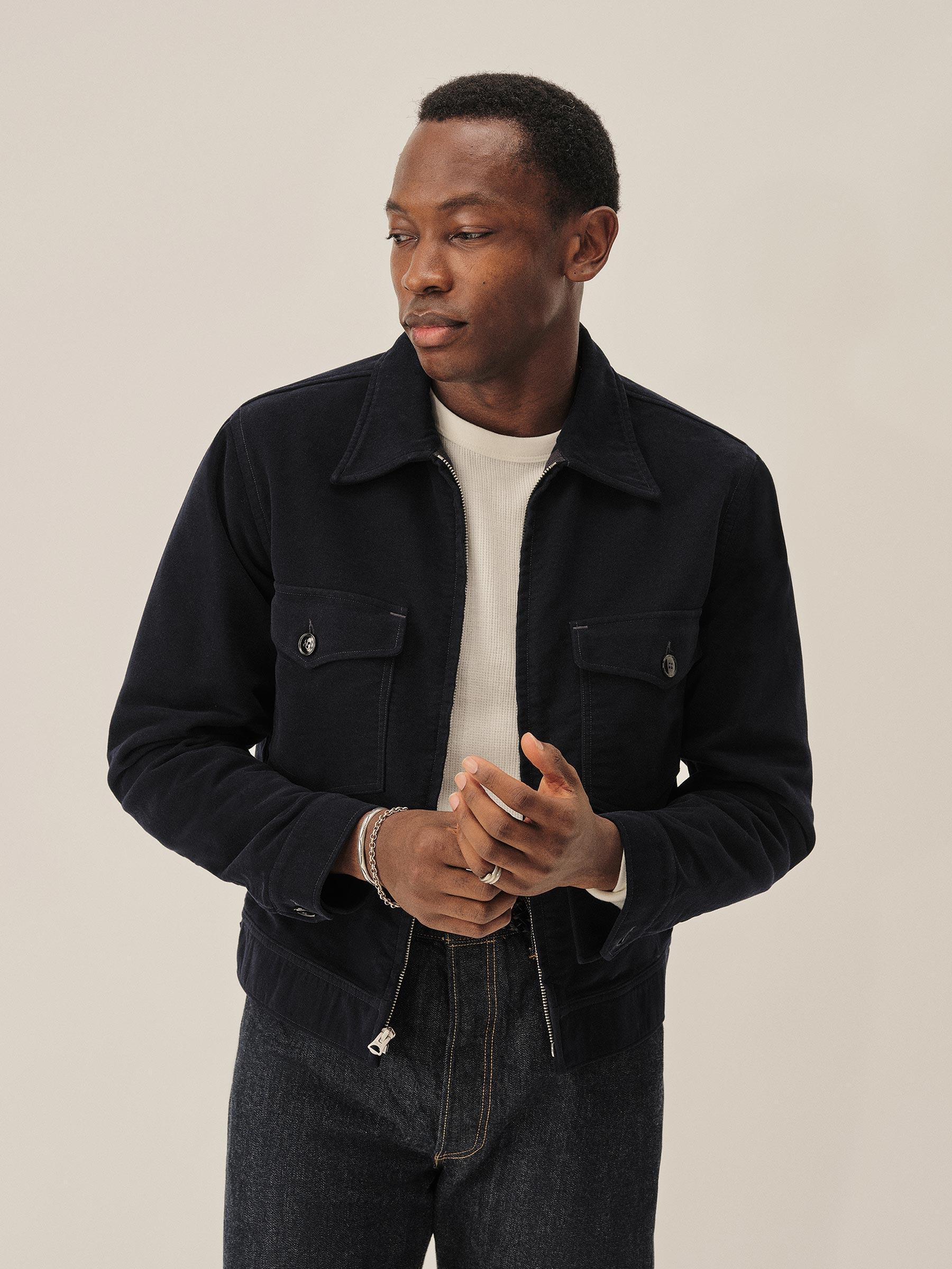 Alternative view of Midnight Italian Doeskin Station Jacket