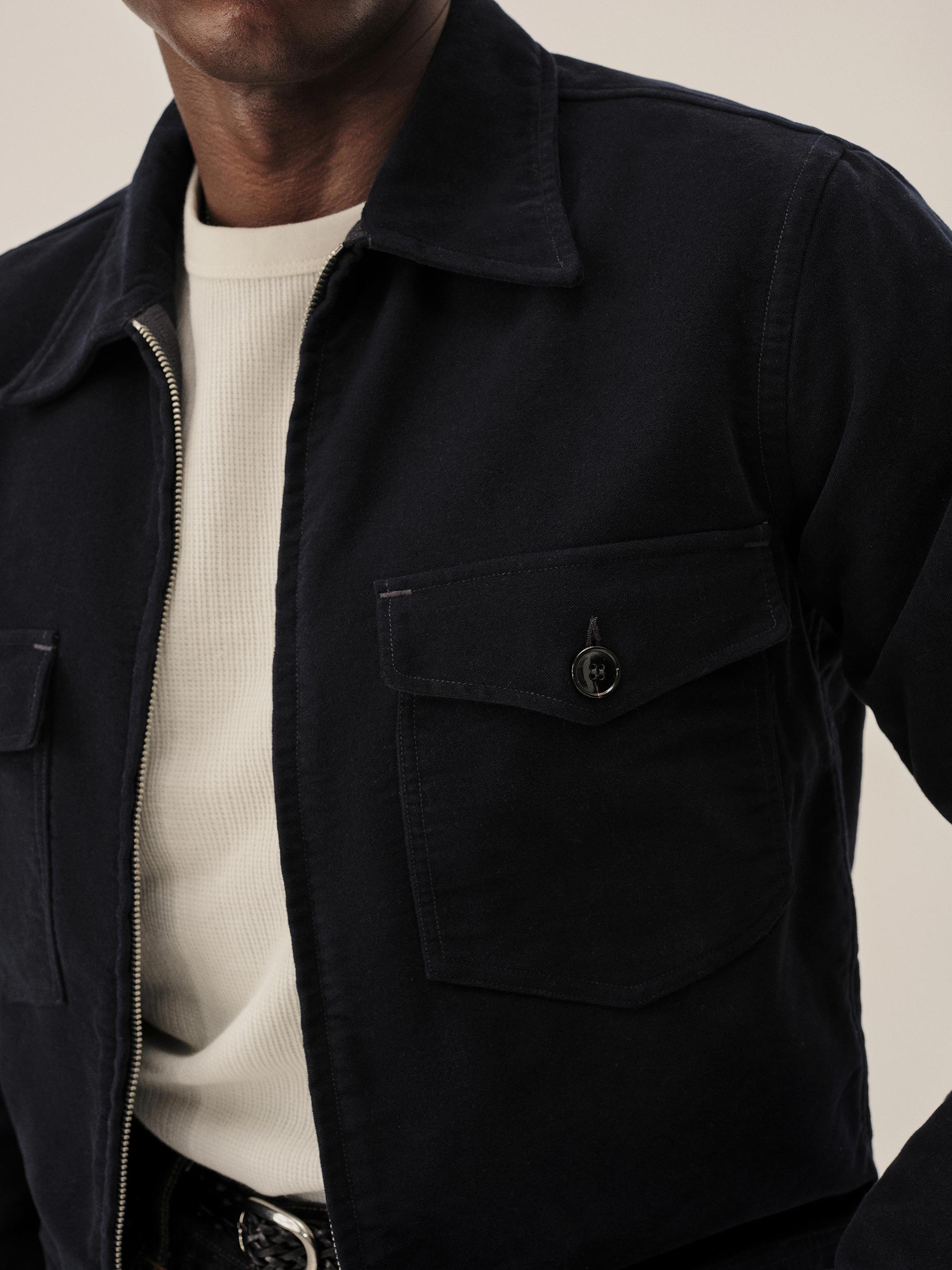 Midnight Italian Doeskin Station Jacket - Image 3