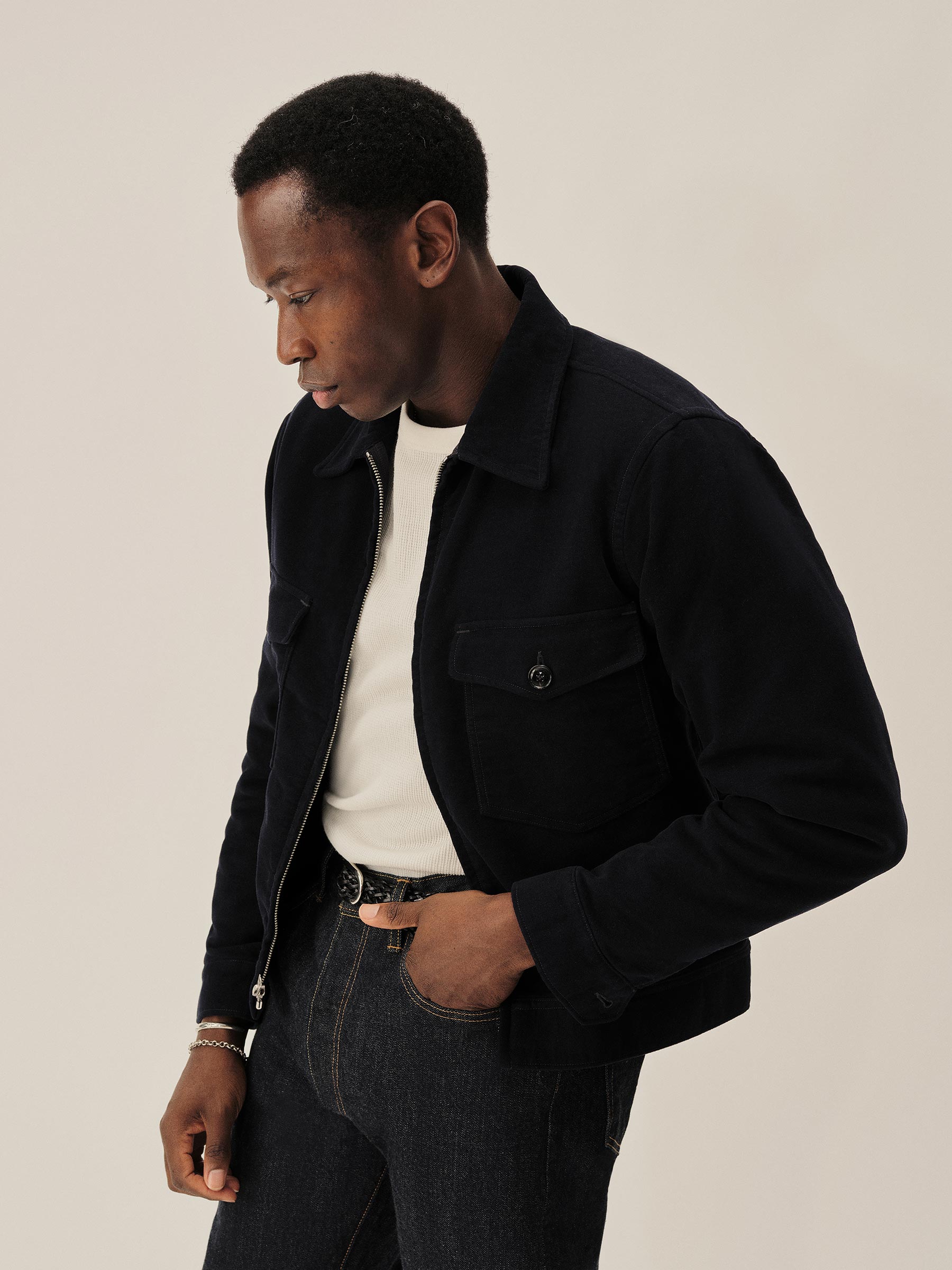 Midnight Italian Doeskin Station Jacket - Image 4