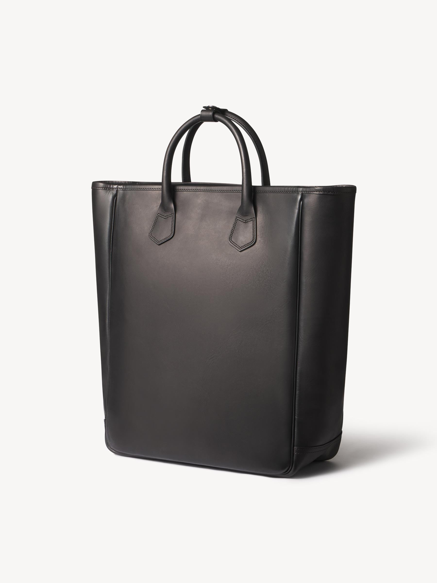 Black Italian Leather Carry-All Tote - Image 3