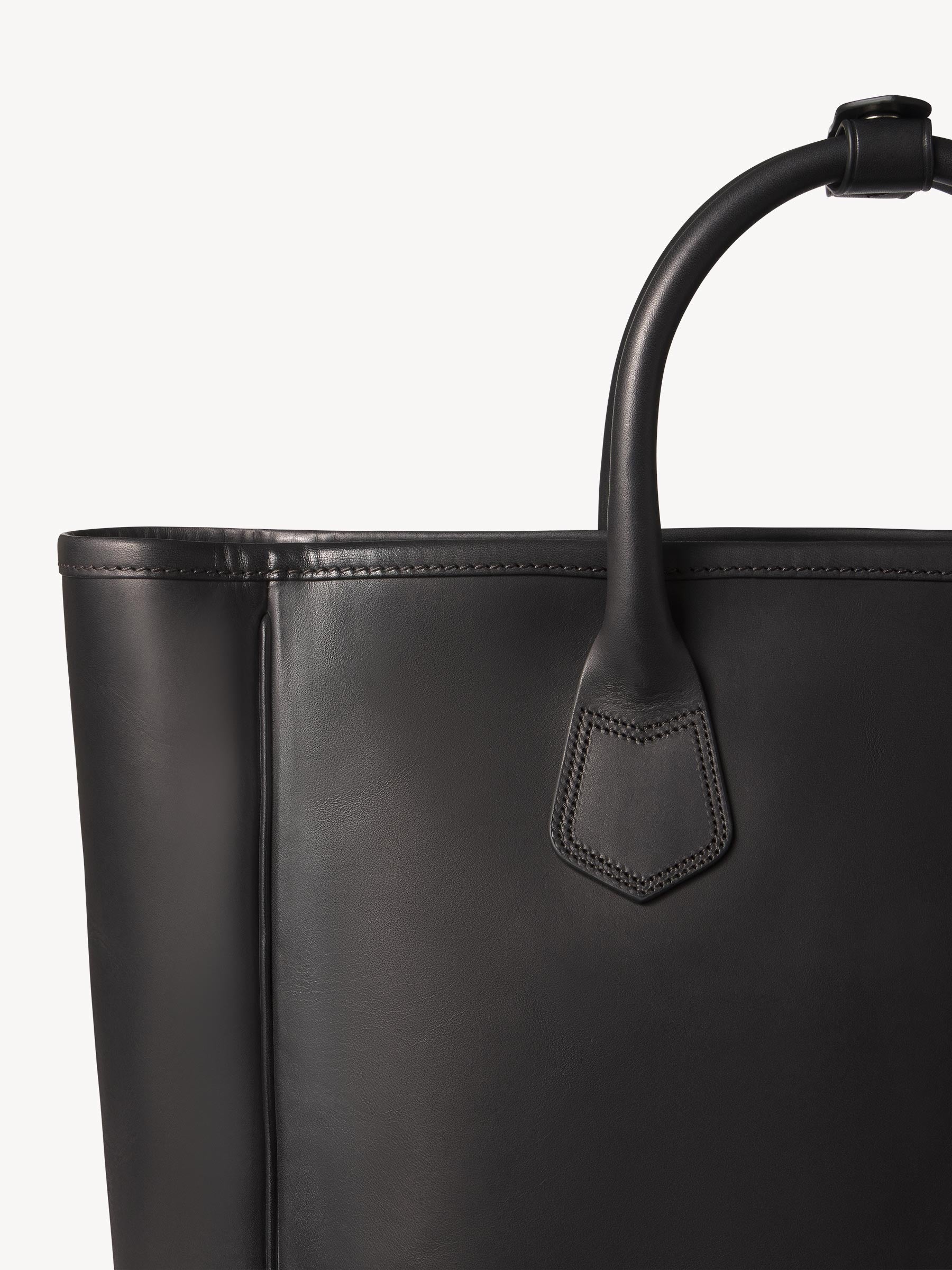 Black Italian Leather Carry-All Tote - Image 4