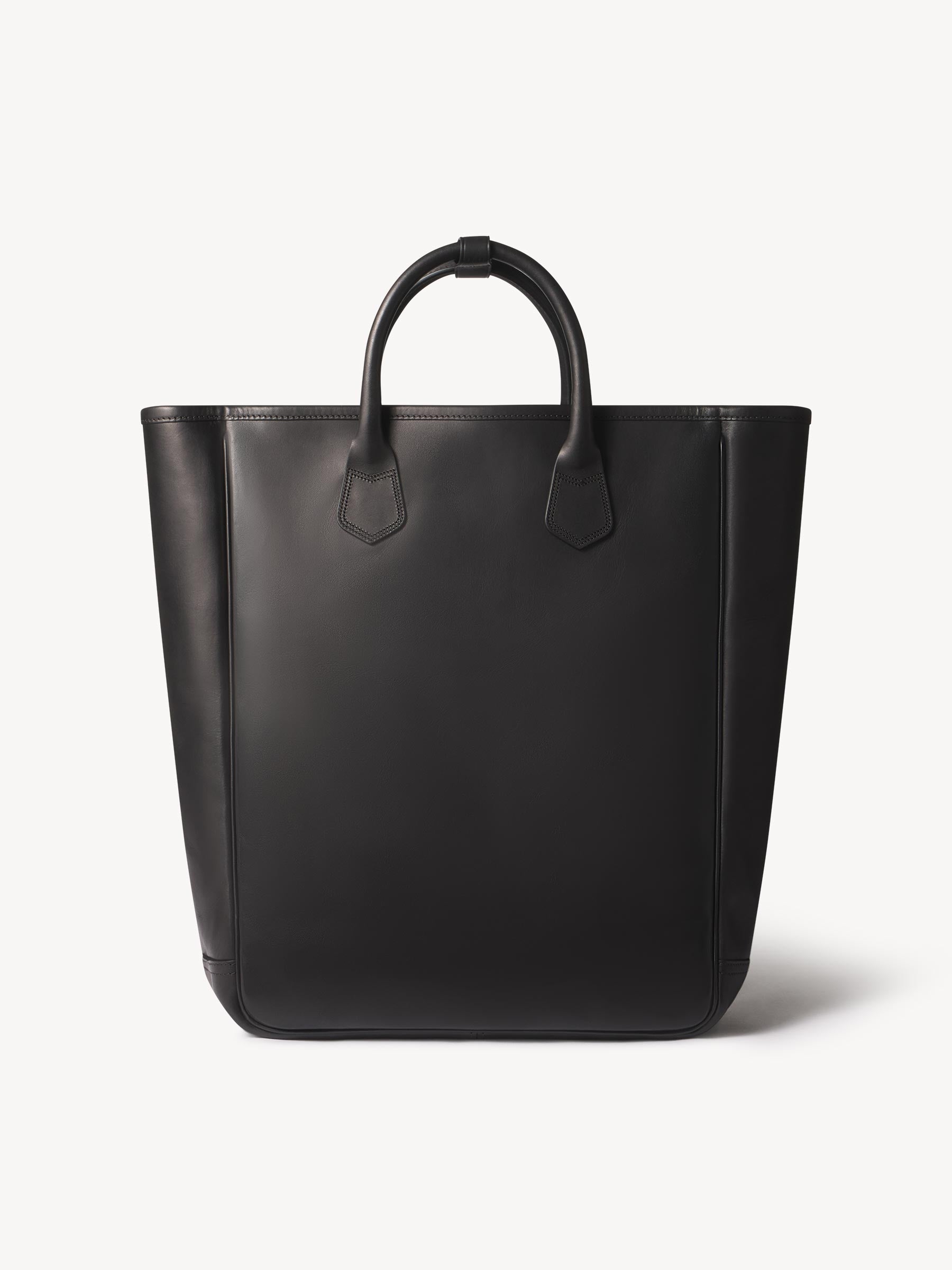 Black Italian Leather Carry-All Tote - Image 5