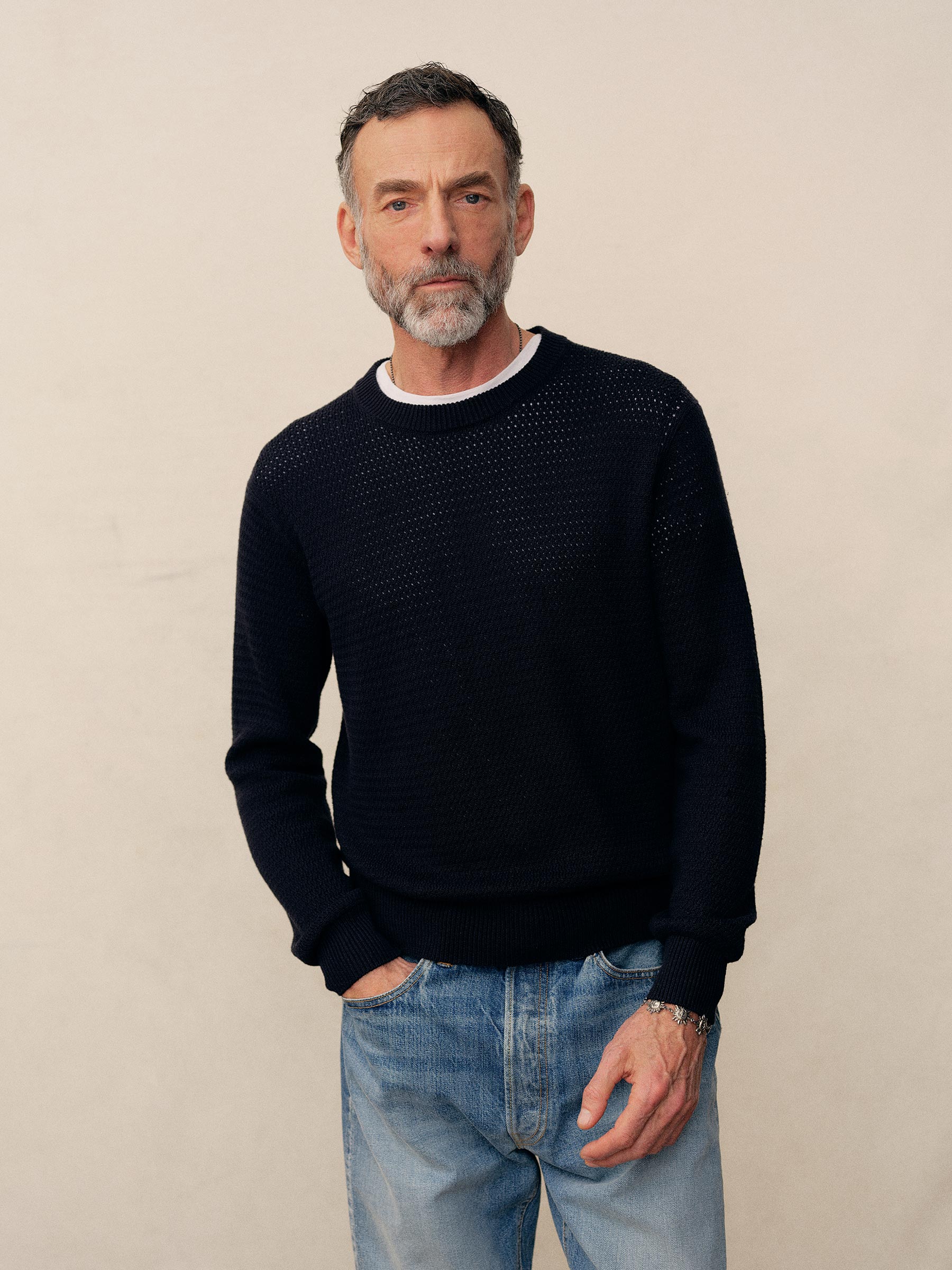 Alternative view of Dark Navy Rope-Knit Yuma Hemp Crew