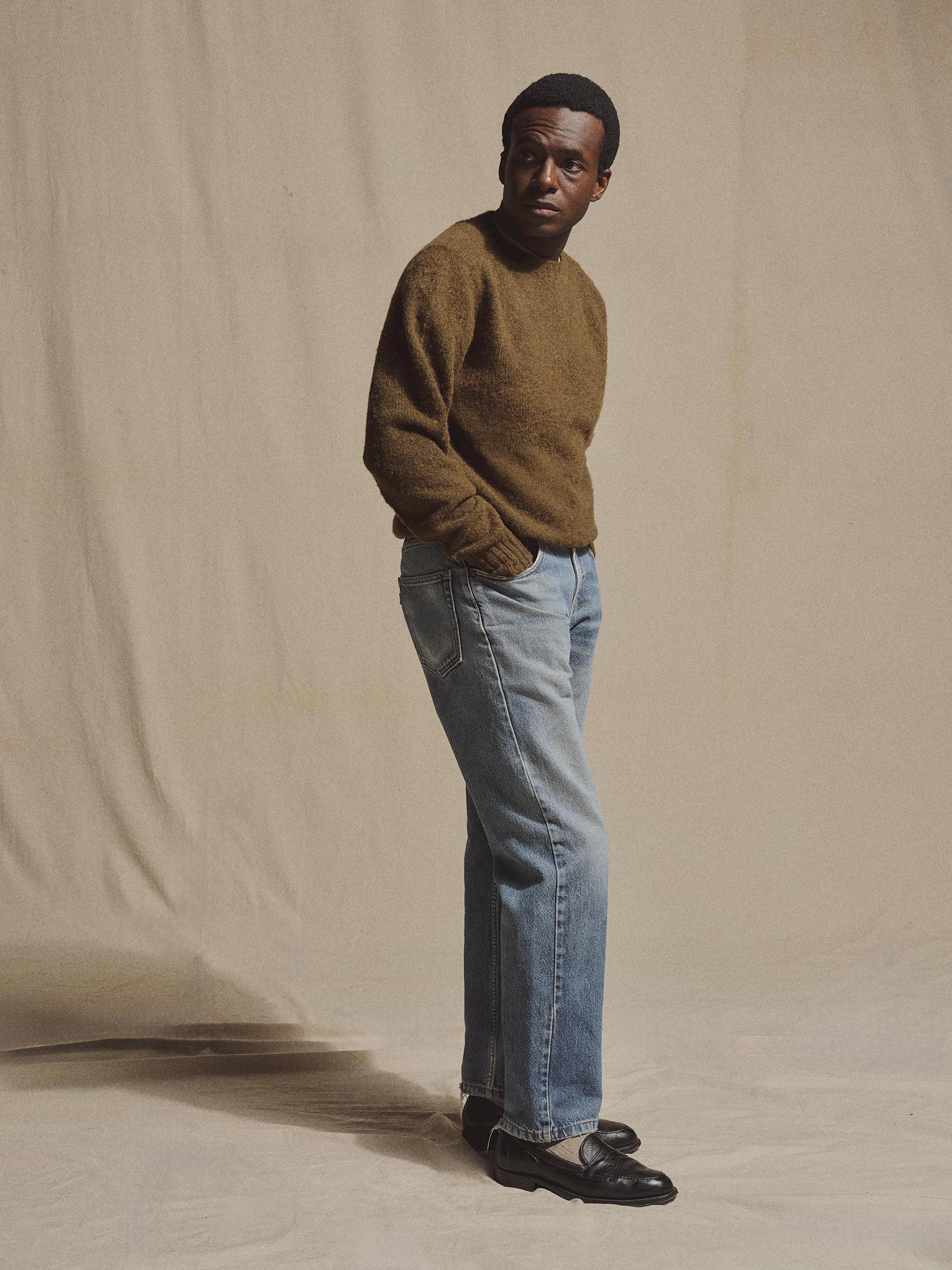 J.Press × Buck Mason Dark Olive Shaggy Dog Sweater - Image 3