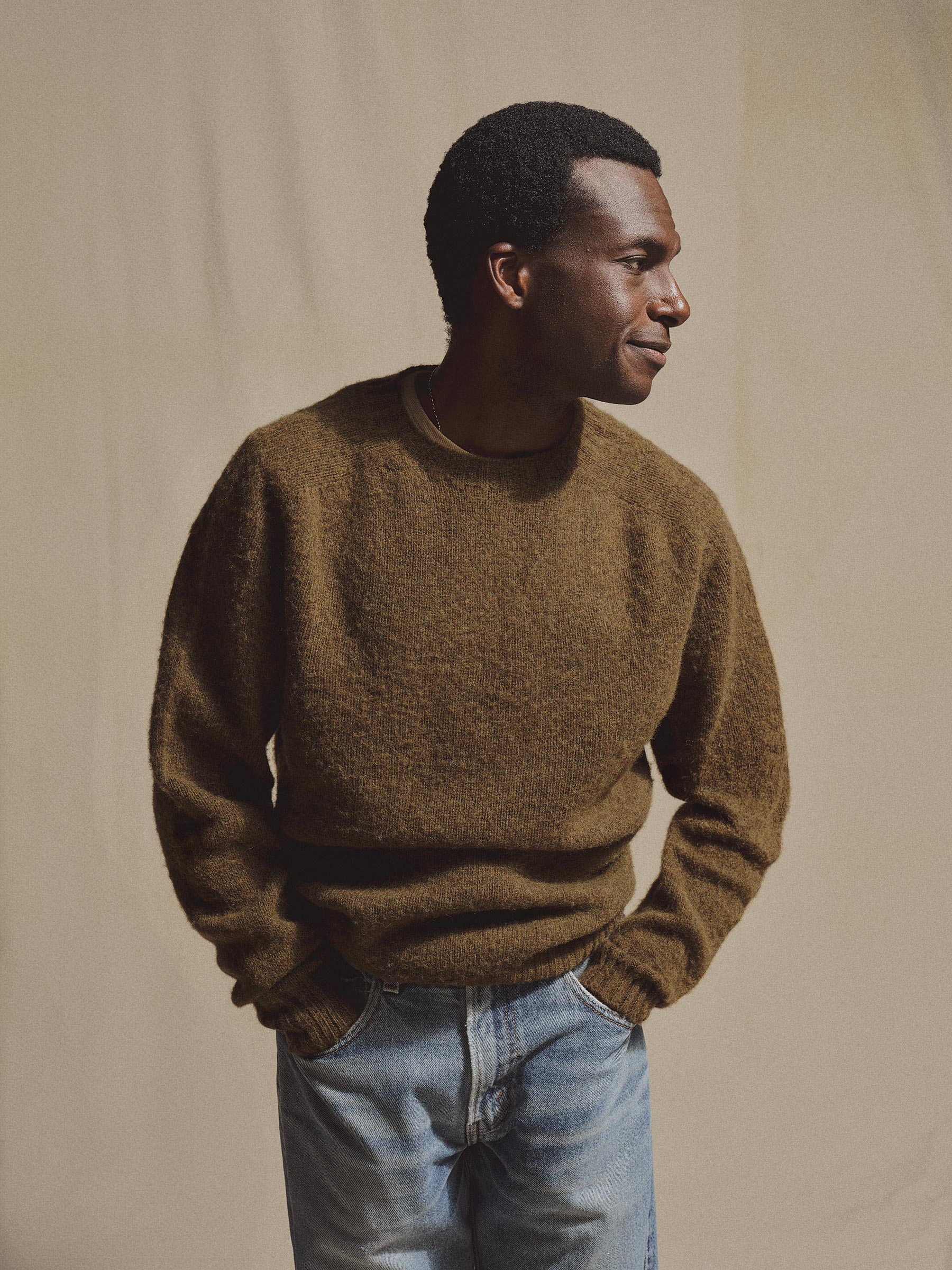 J.Press × Buck Mason Dark Olive Shaggy Dog Sweater - Image 2