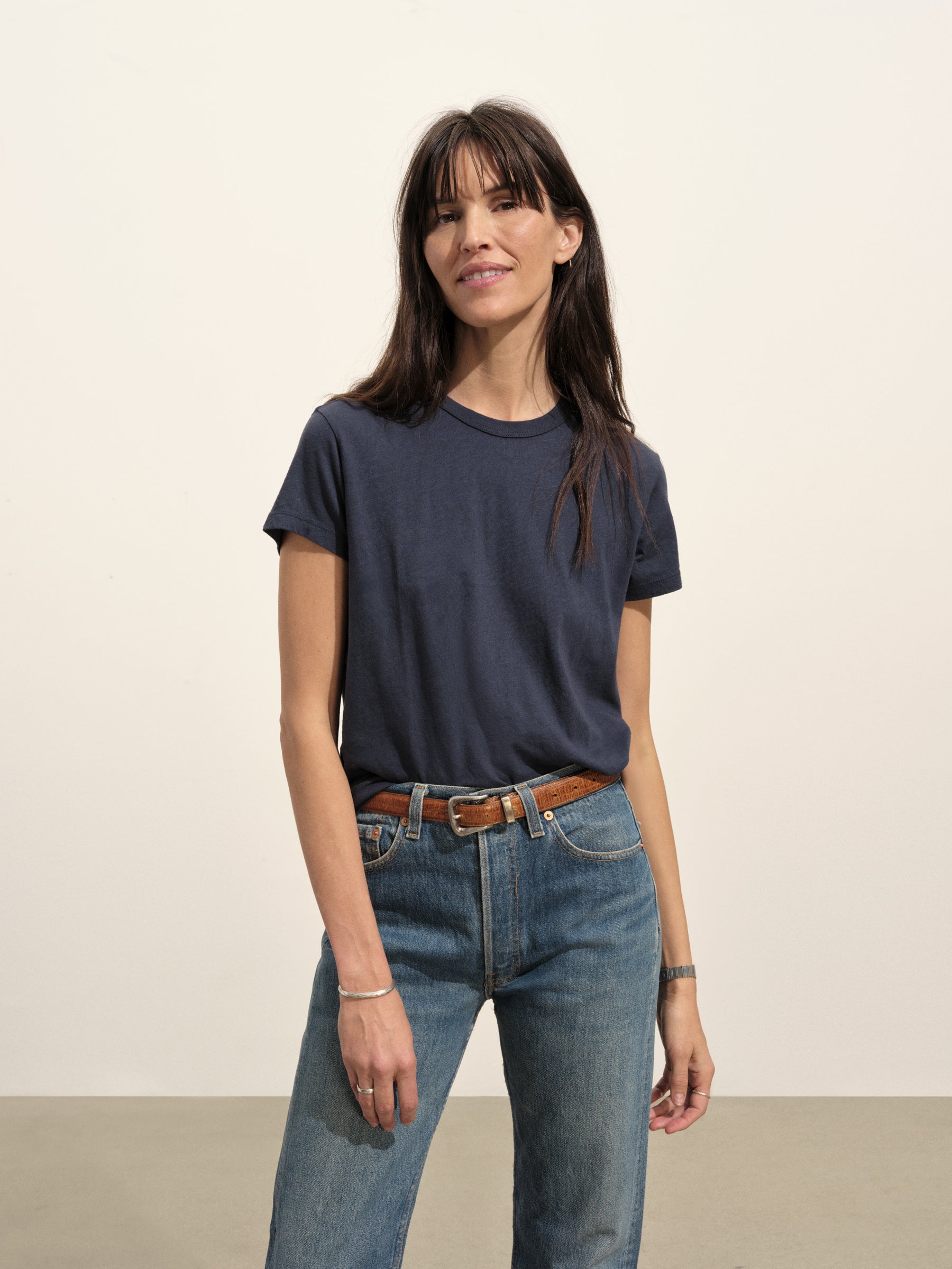 Washed Navy Slub Easy Crew