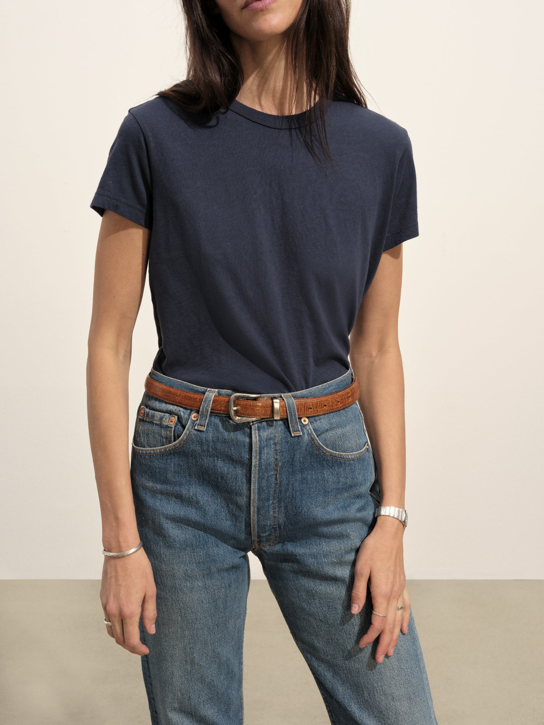 Alternative view of Washed Navy Slub Easy Crew