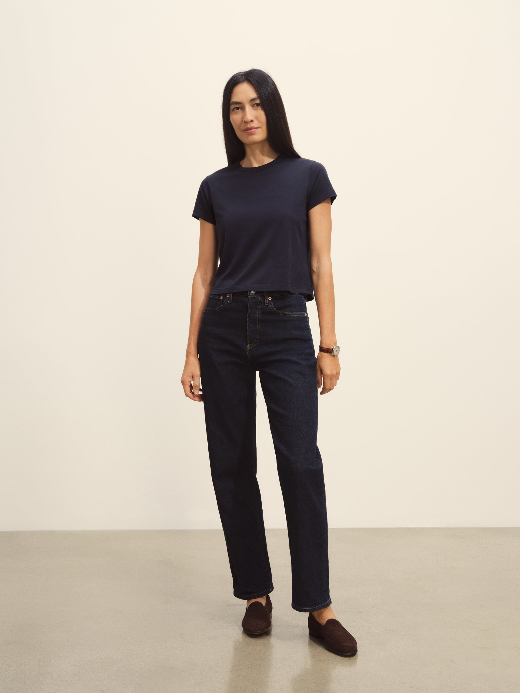 Dark Navy Pima Boxy Crew - Image 4