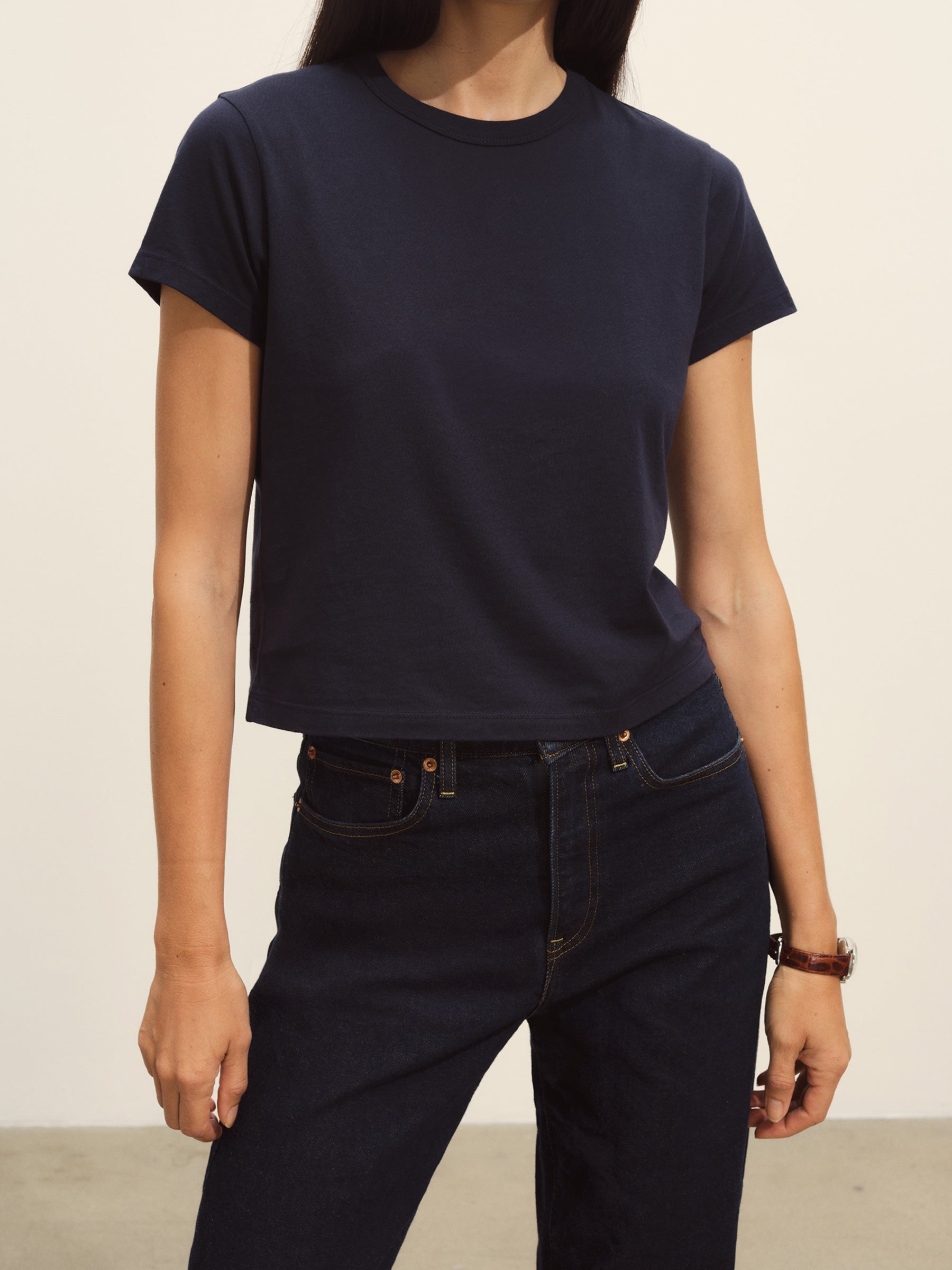 Dark Navy Pima Boxy Crew - Image 3
