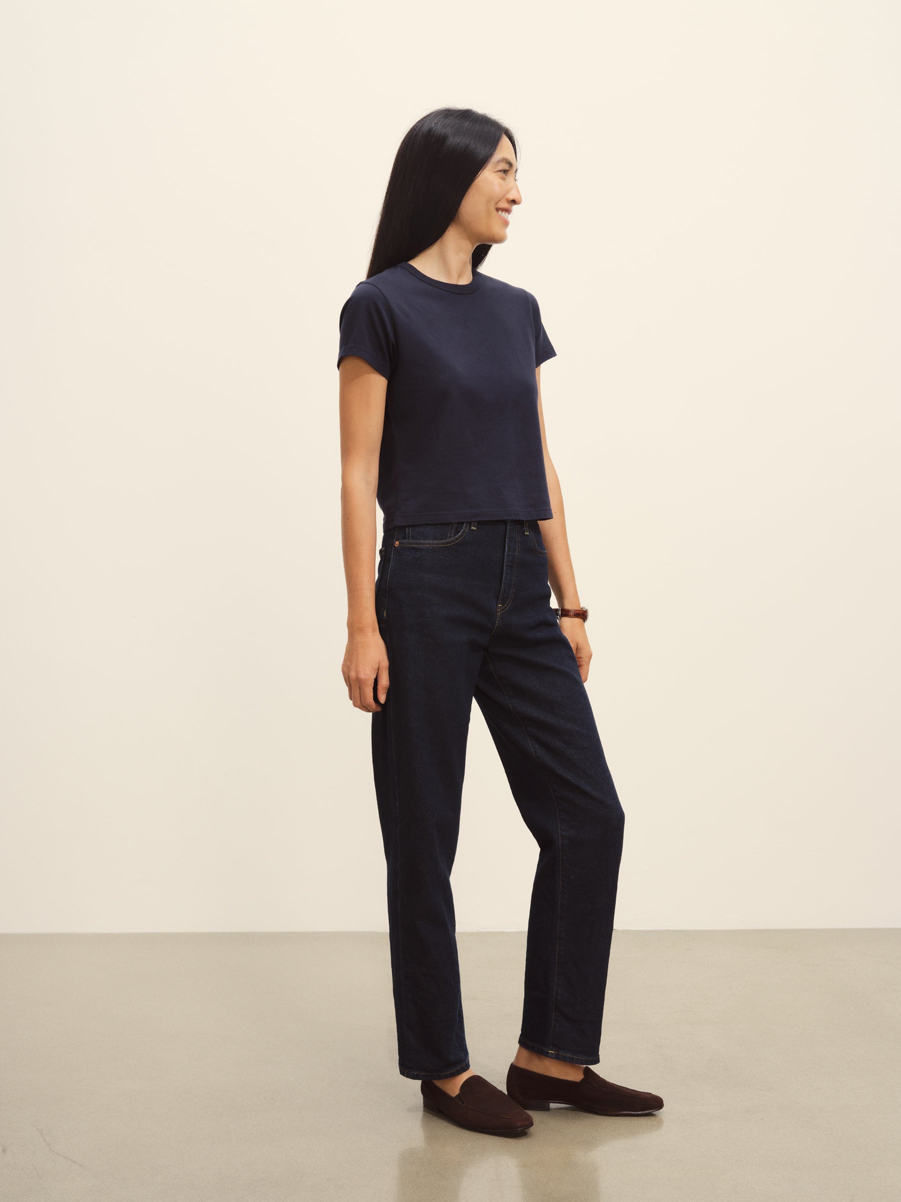 Dark Navy Pima Boxy Crew - Image 5