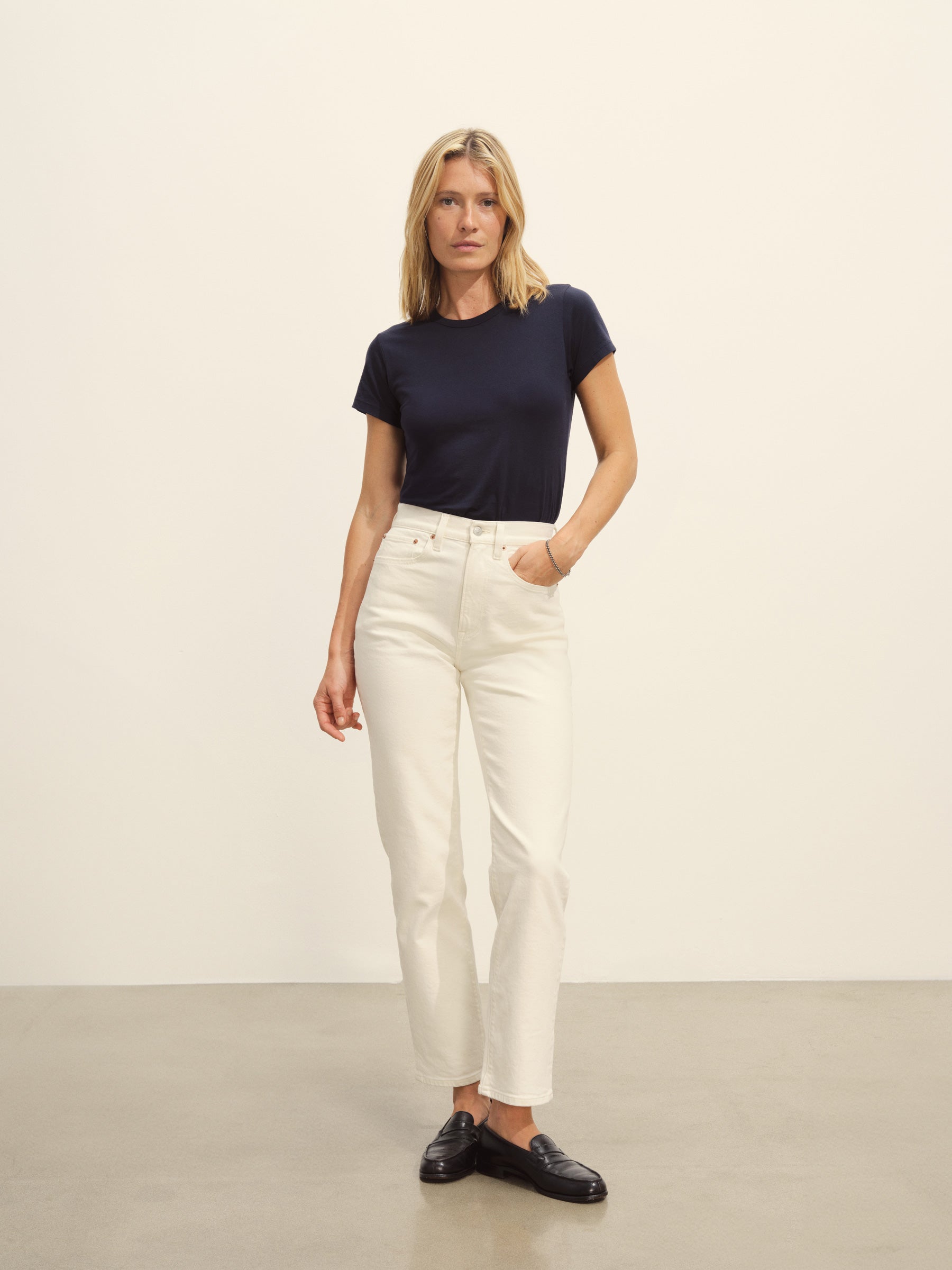 Dark Navy Pima Slim Crew - Image 3