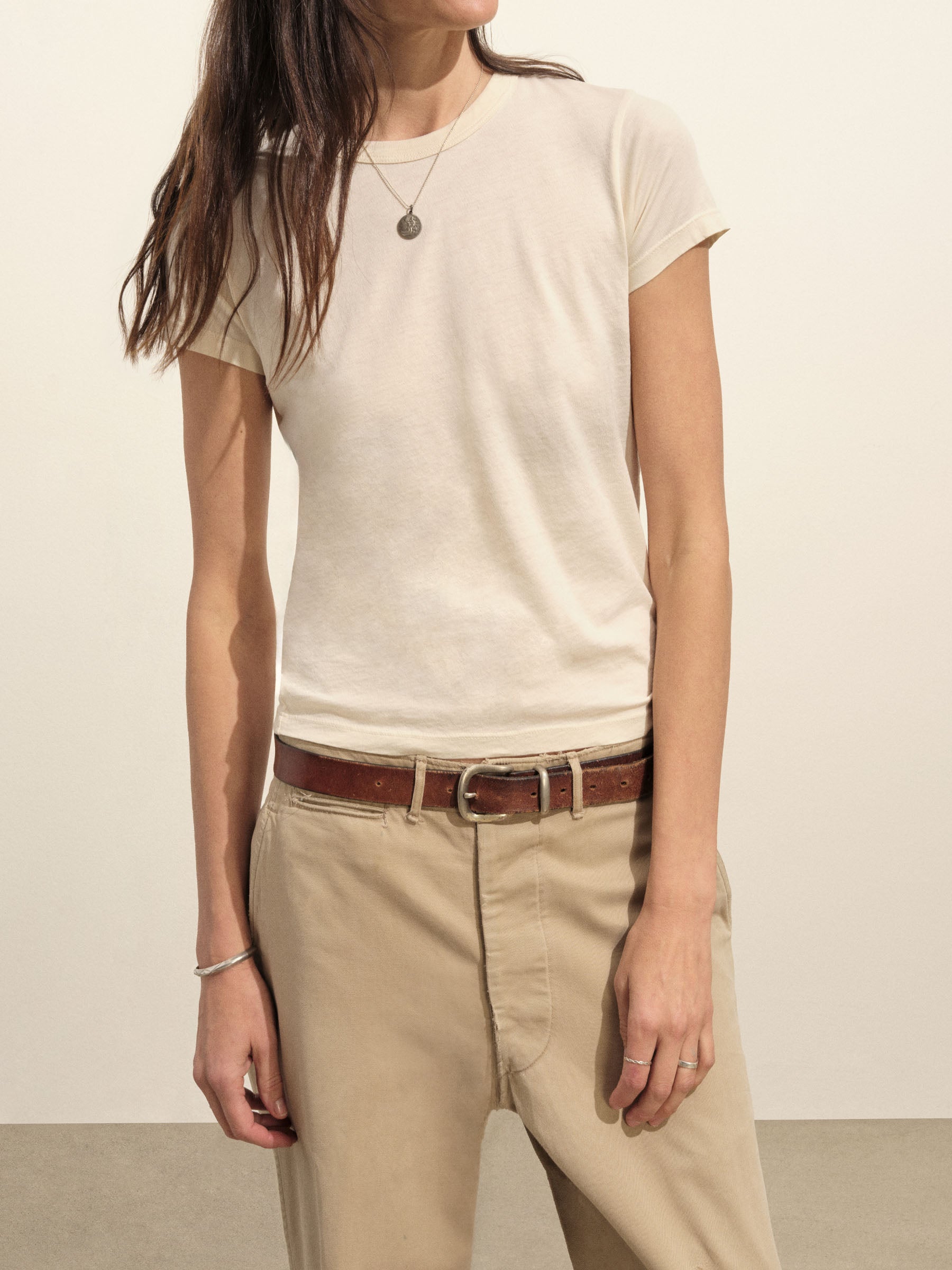 Natural Venice Wash Pima Slim Crew - Image 3