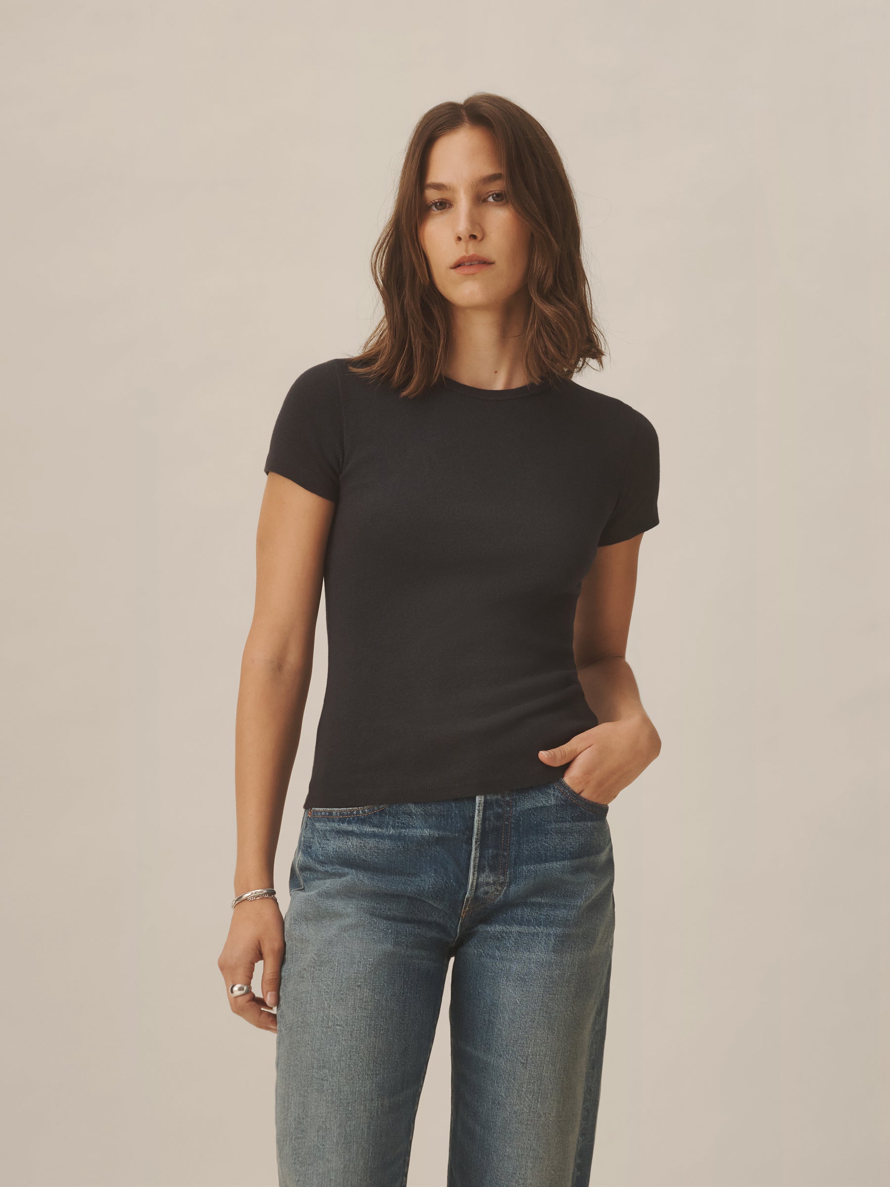 Soft Black Heirloom Rib S/S Tee - Image 3