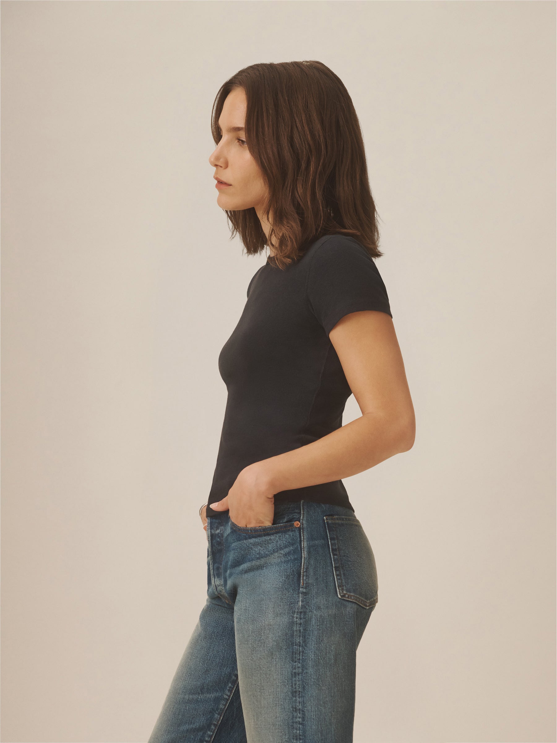 Soft Black Heirloom Rib S/S Tee - Image 4