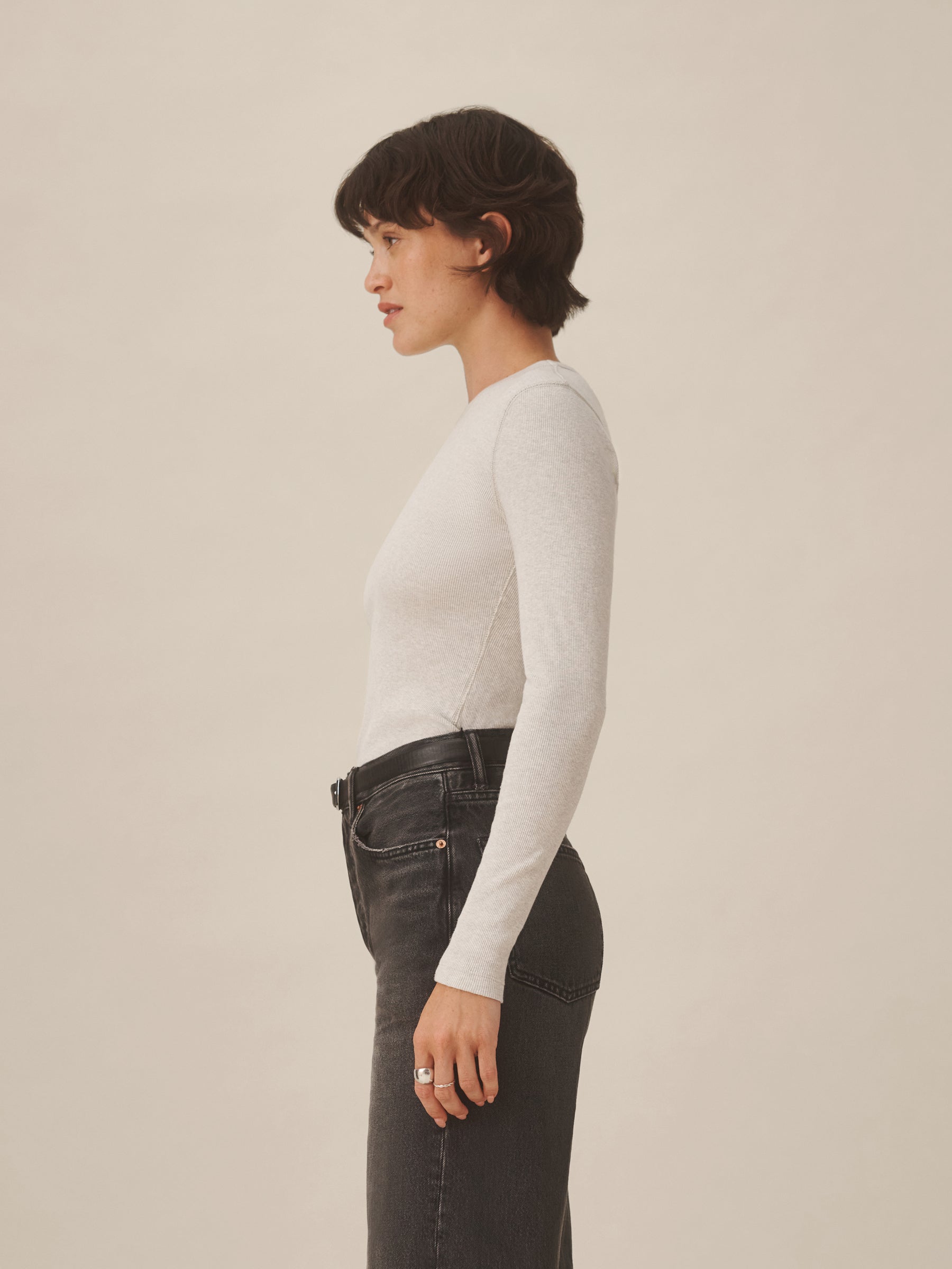Light Heather Oat Surplus Rib L/S Crew - Image 3