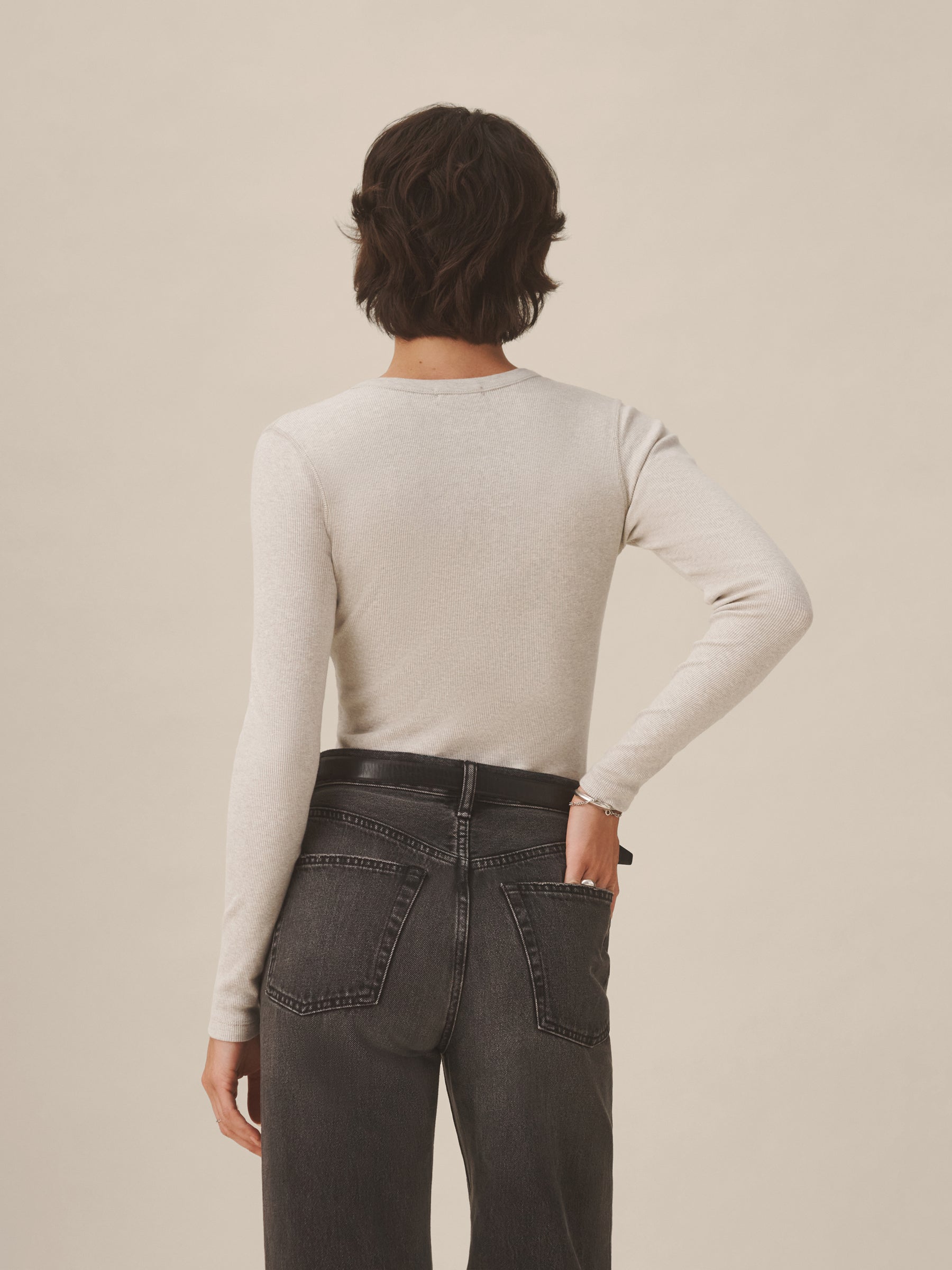 Light Heather Oat Surplus Rib L/S Crew - Image 4