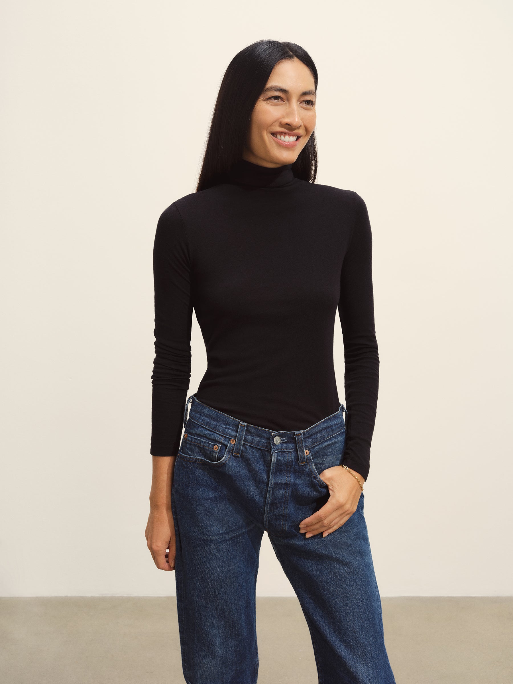 Alternative view of Black Cloud Jersey Turtleneck