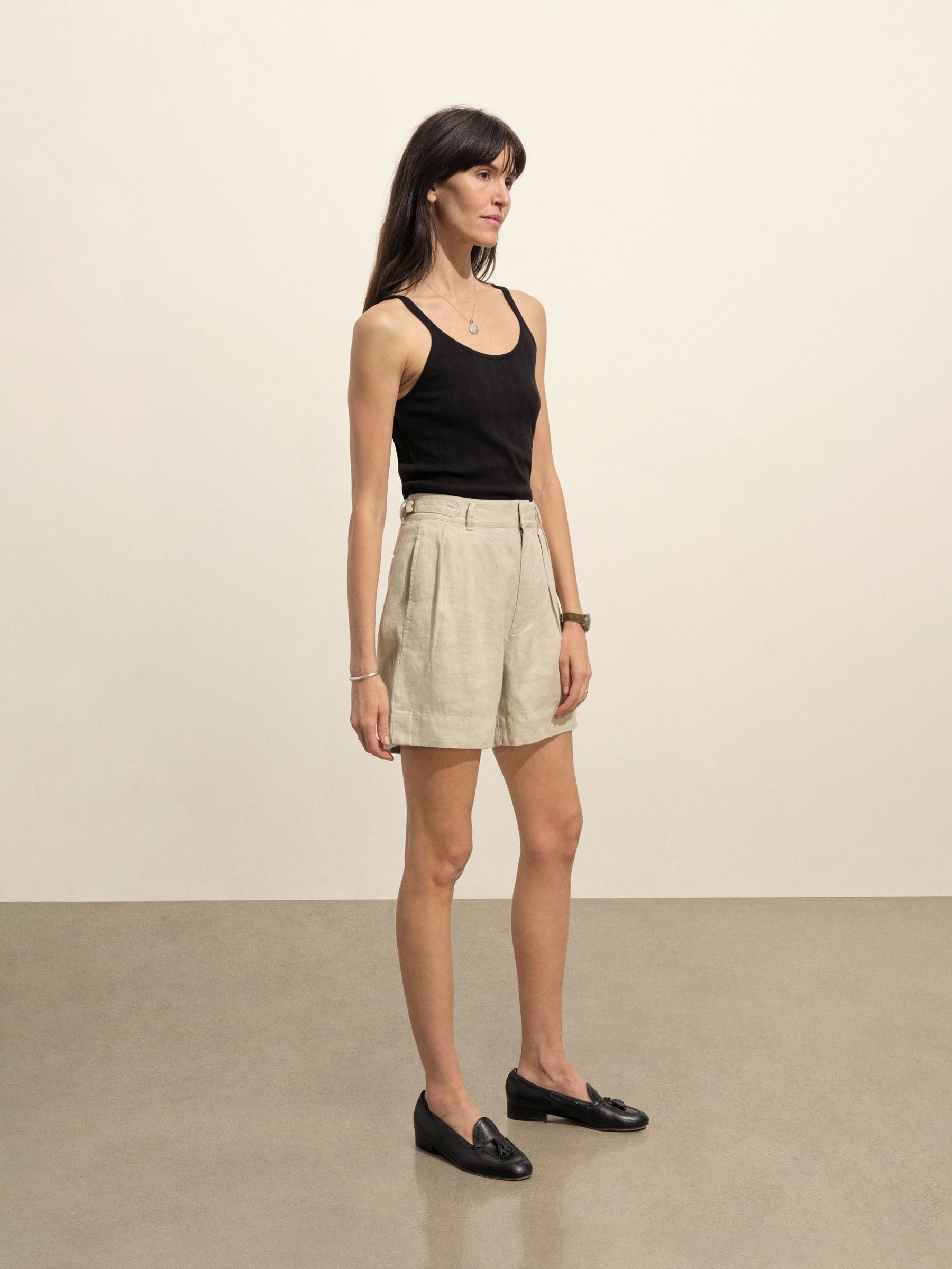 Soft Sand Riviera Linen Pleated Short - Image 5