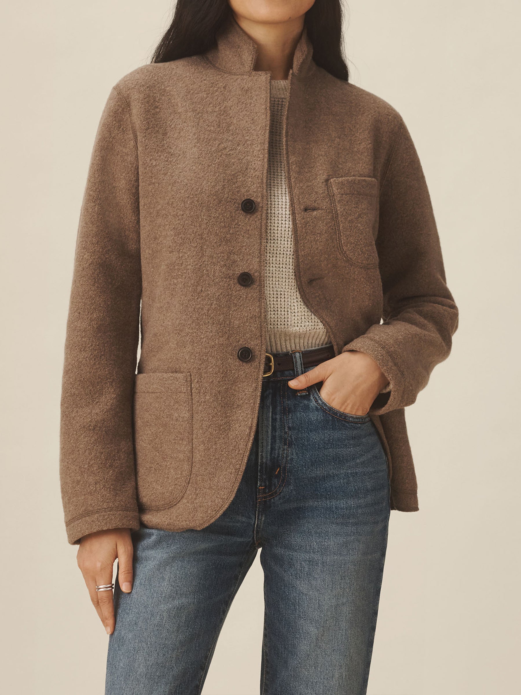 Alternative view of Driftwood Heather Felted Wool Chore Coat