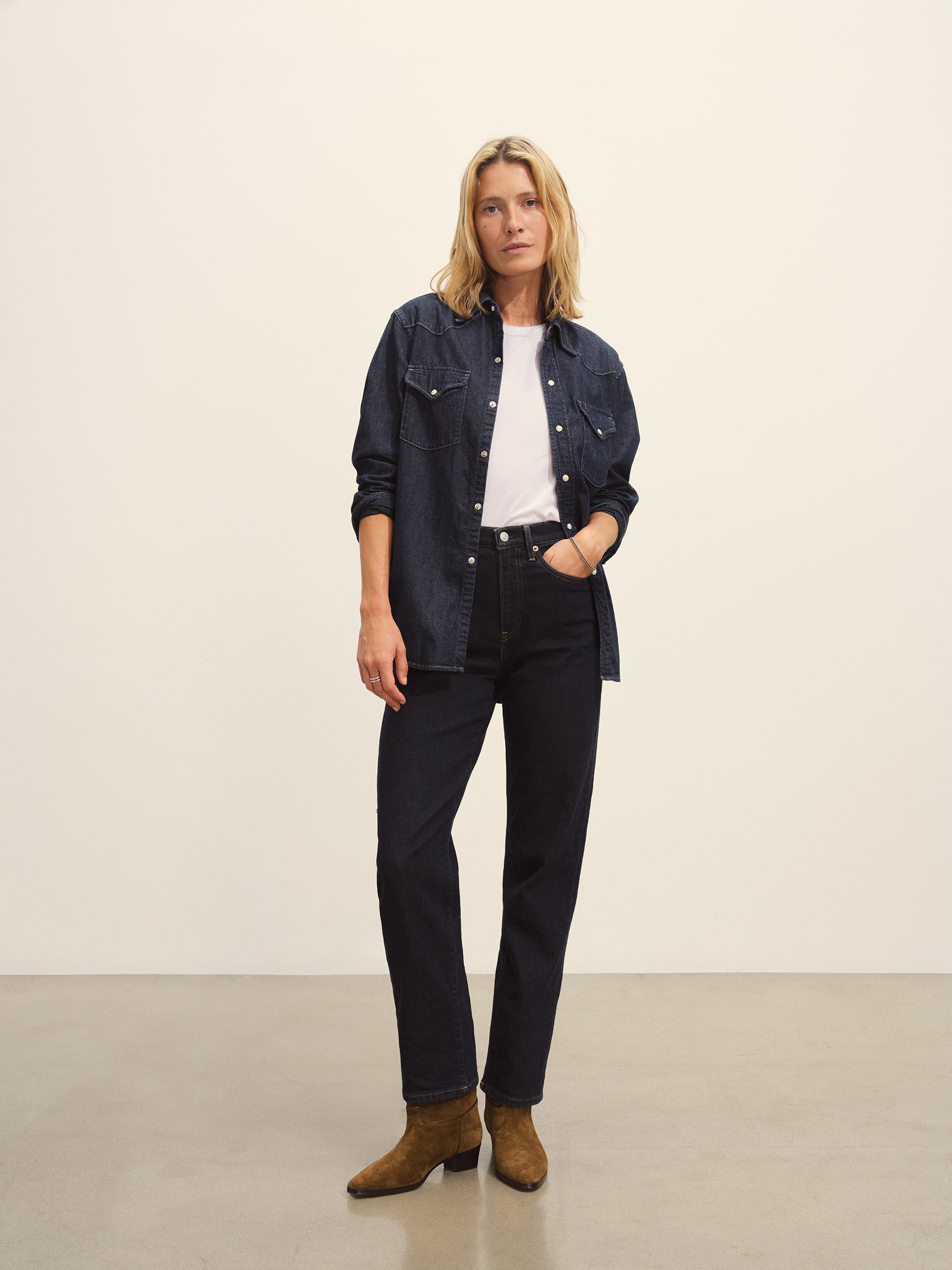 D025 Nep Denim Western Shirt - Image 3