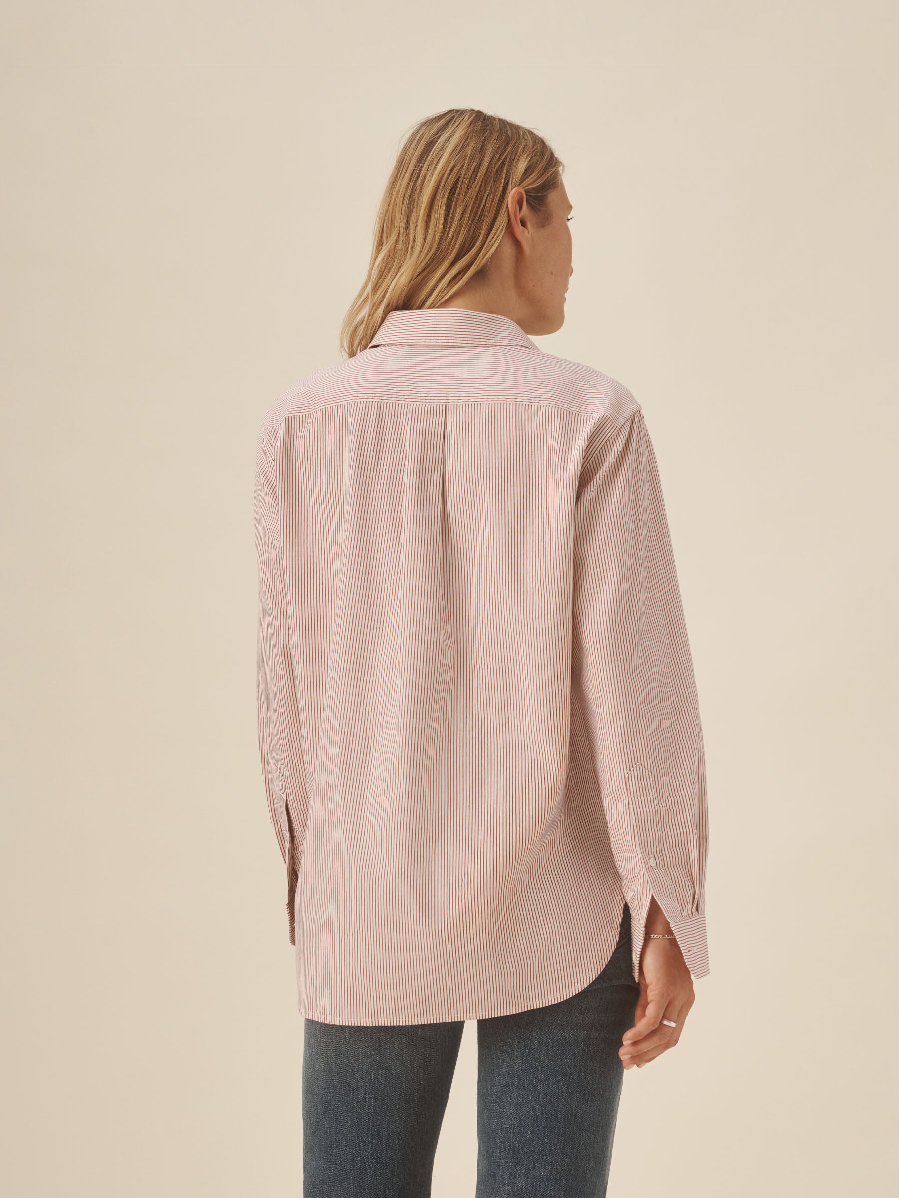 White / Merlot Oakmont Stripe Katie's Poplin Mainstay Shirt - Image 4