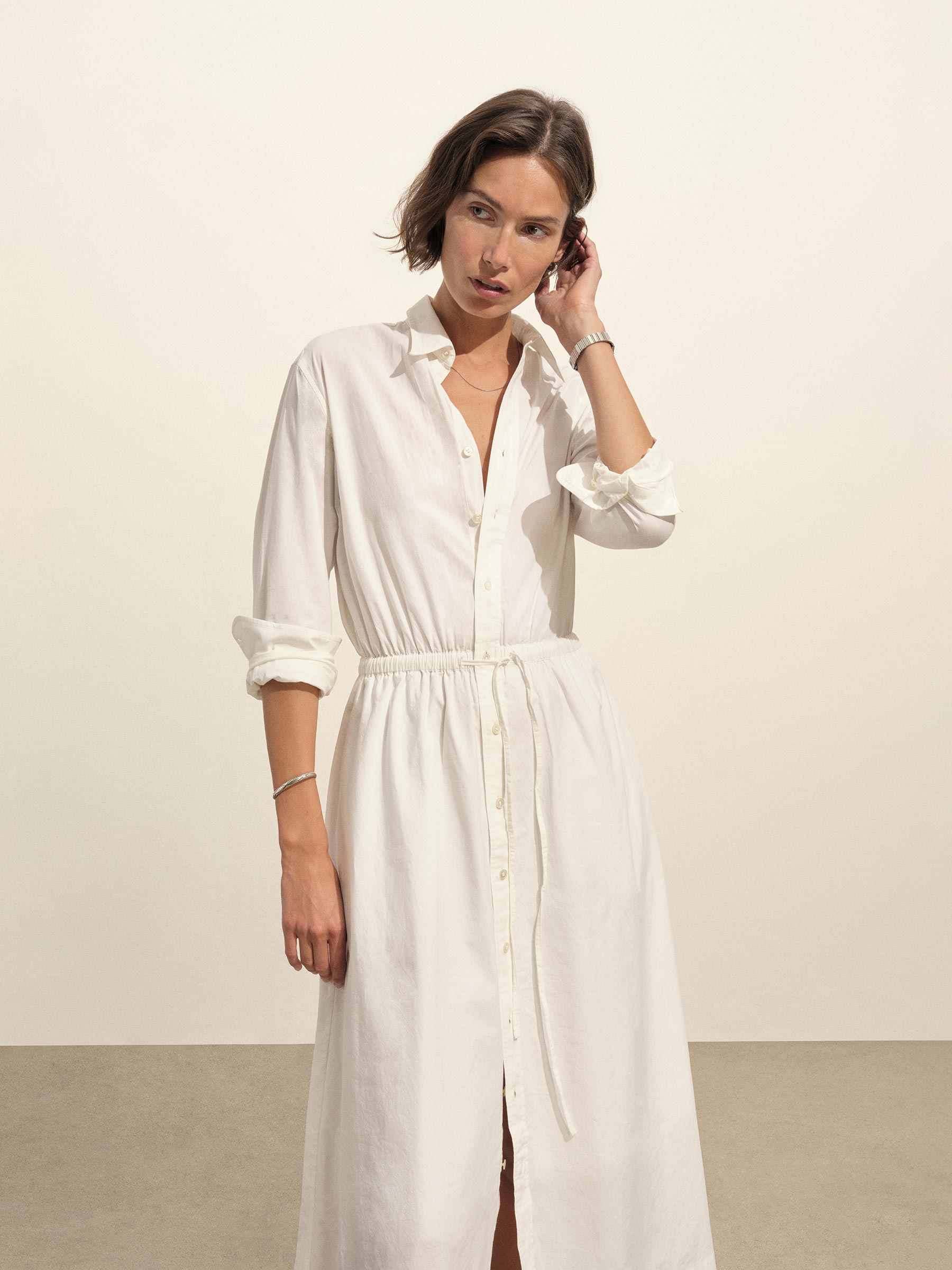 White Mainstay Cotton Shirt Dress - Image 3