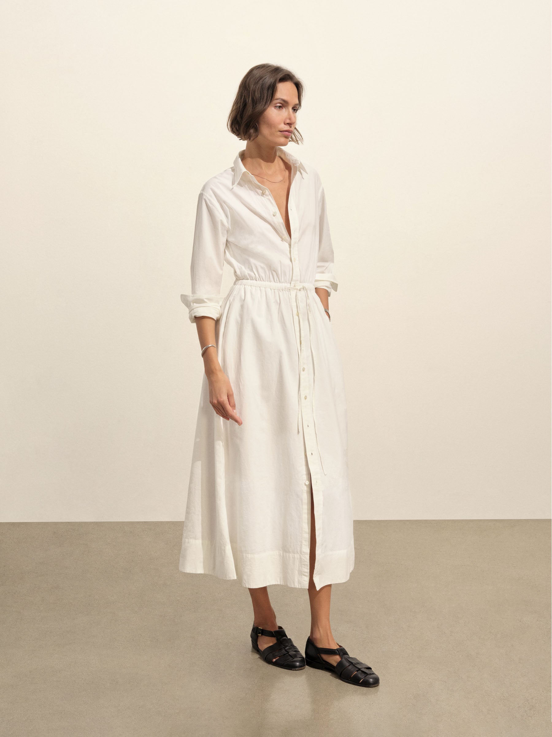 White Mainstay Cotton Shirt Dress - Image 4