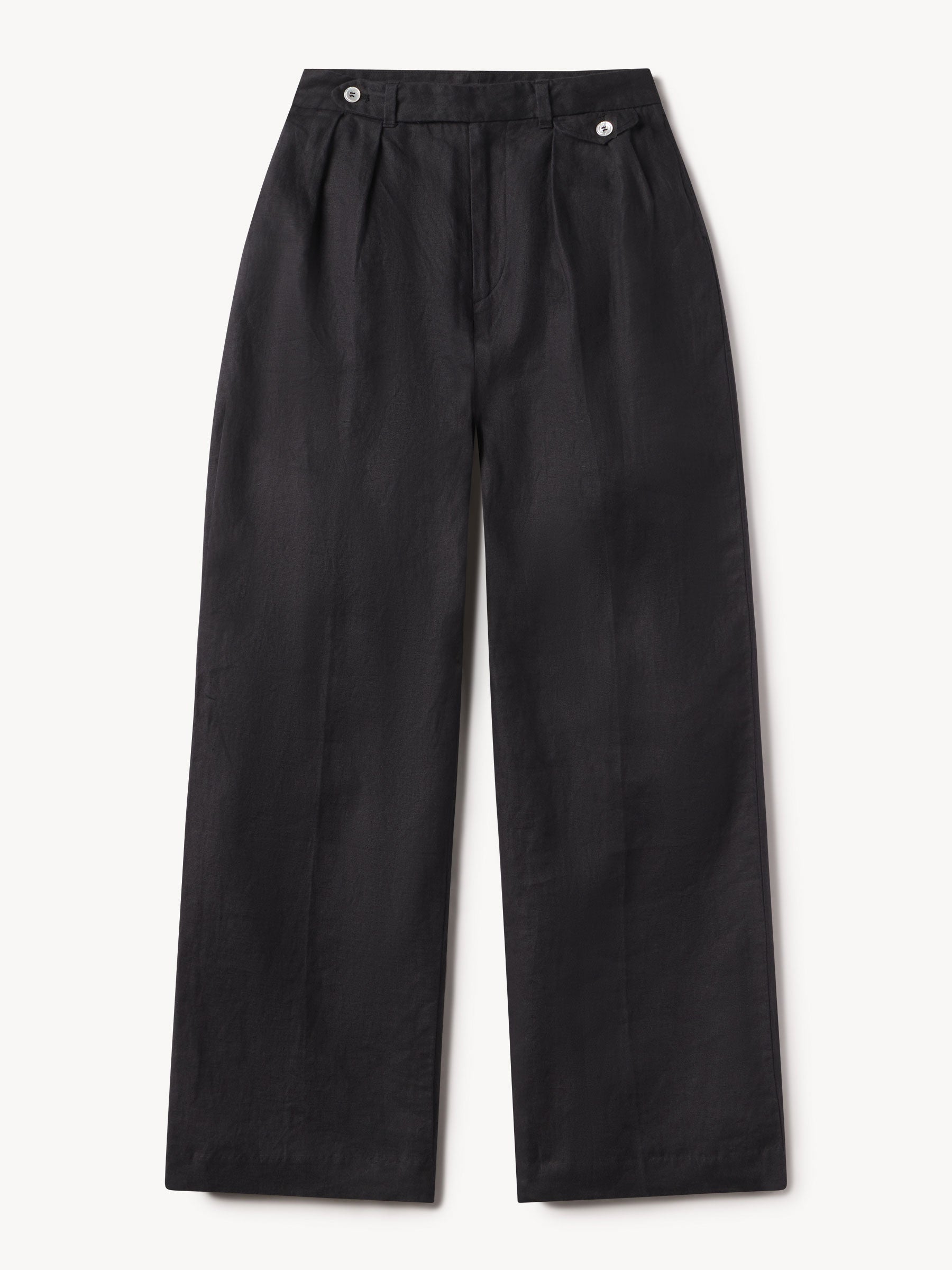 Black Riviera Linen Wide Leg Trouser