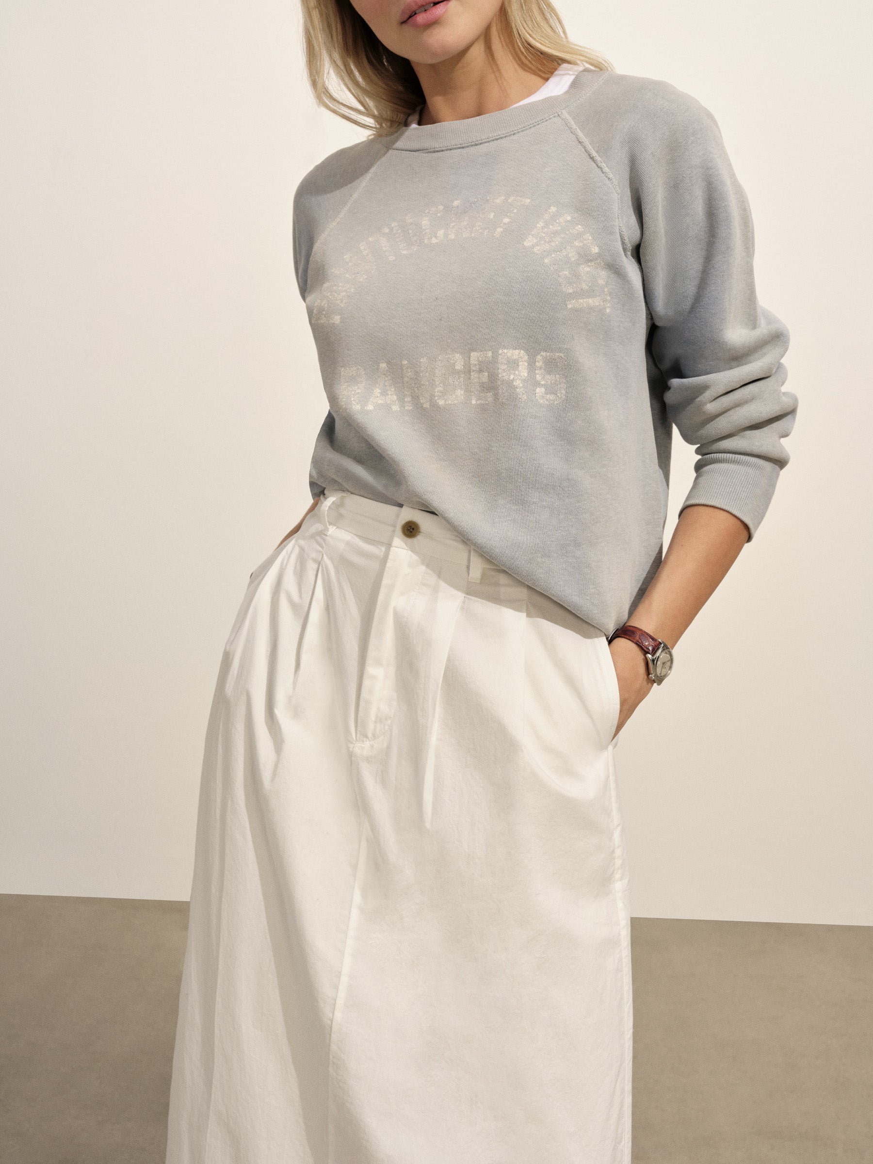 White Paperweight Poplin Pleated Skirt - Image 3