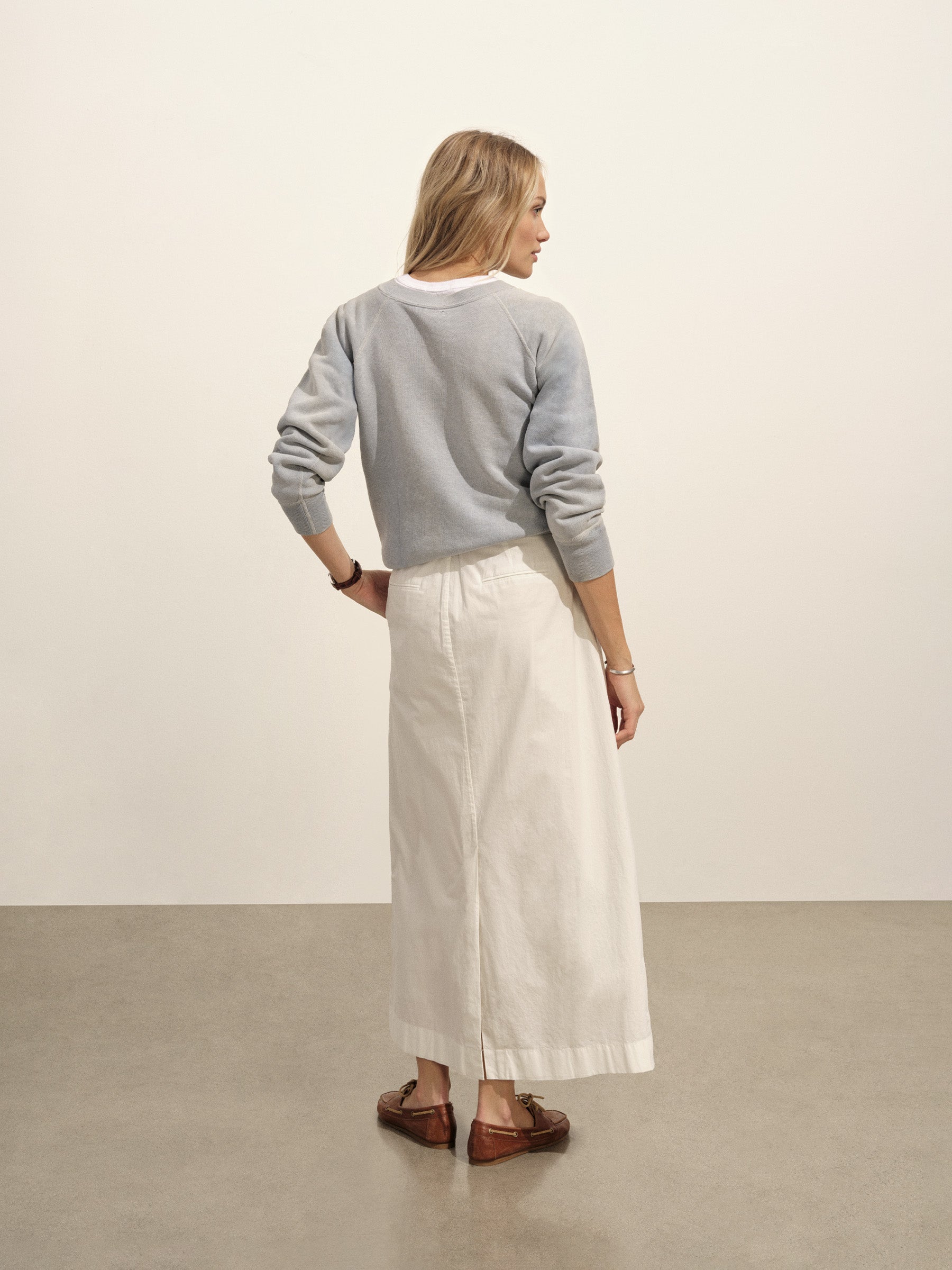 White Paperweight Poplin Pleated Skirt - Image 5