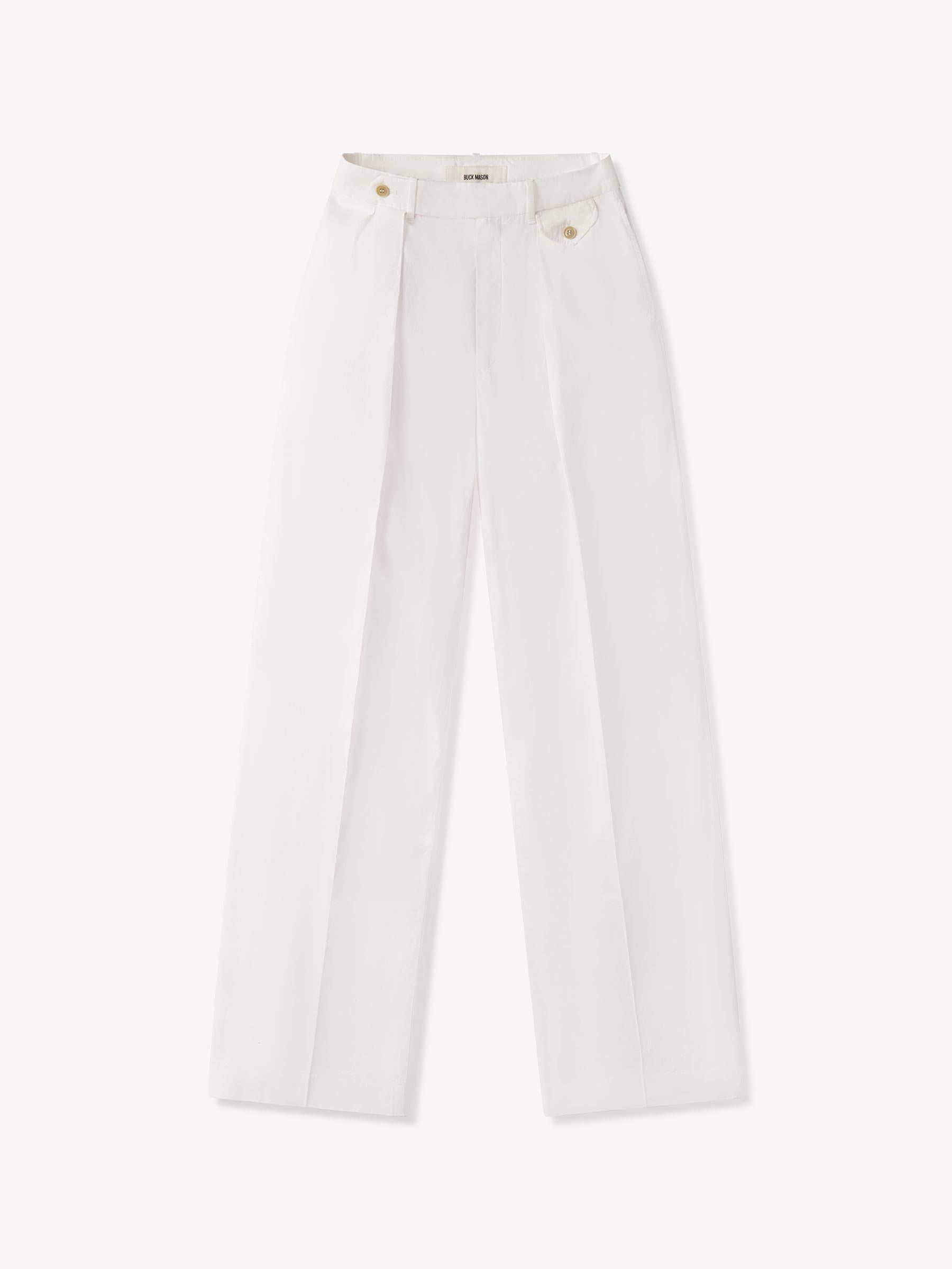 White Paperweight Poplin Pleated Trouser