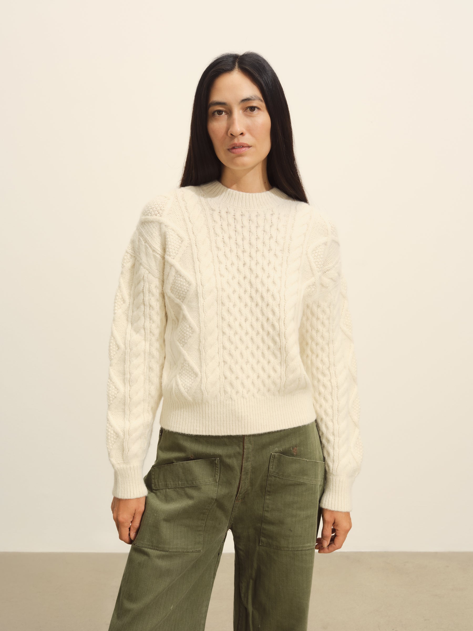 Natural Highland Alpaca Cable Crew - Image 4
