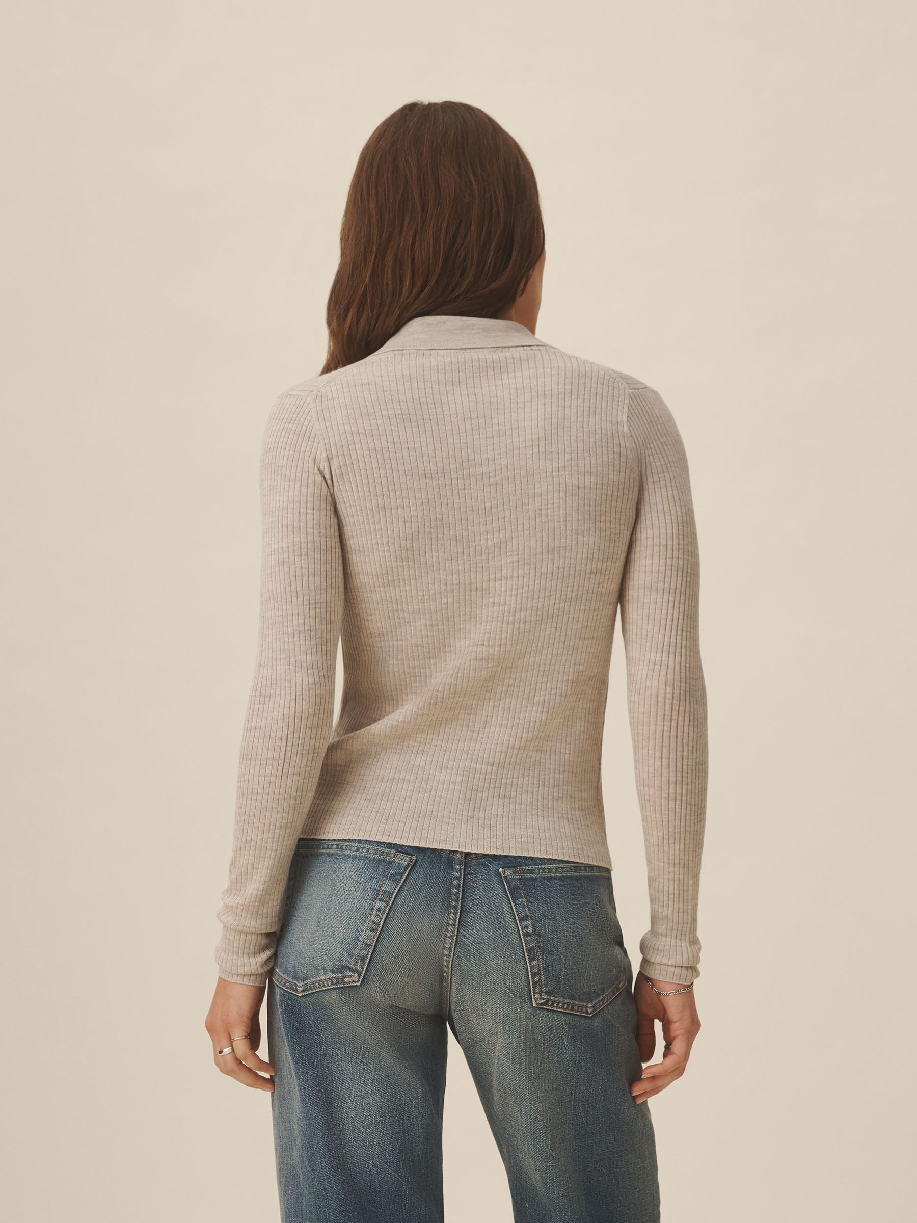 Heather Oat Featherweight Silk Cashmere Collared Cardigan - Image 6
