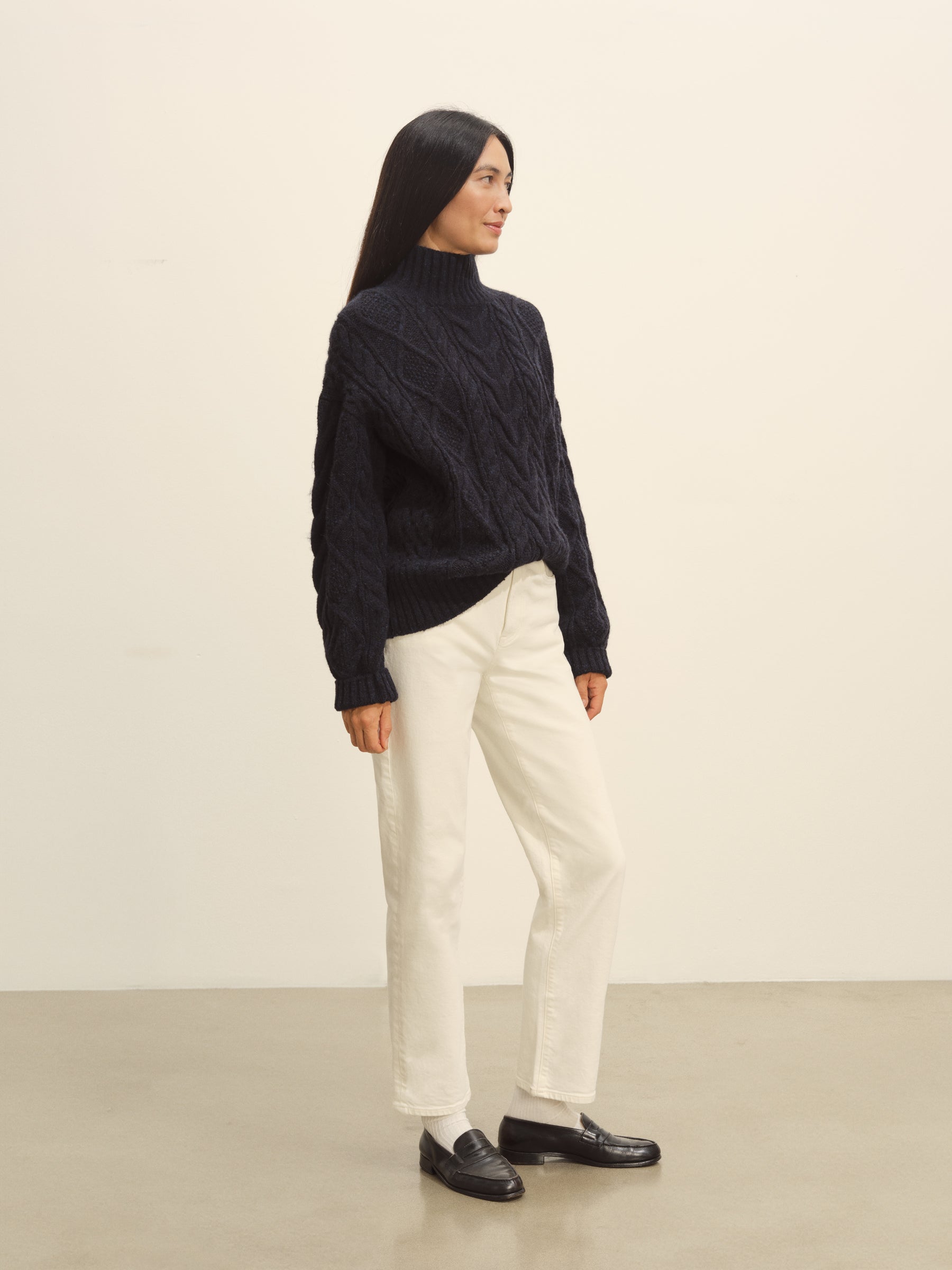 Dark Navy Highland Alpaca Cable Turtleneck - Image 5