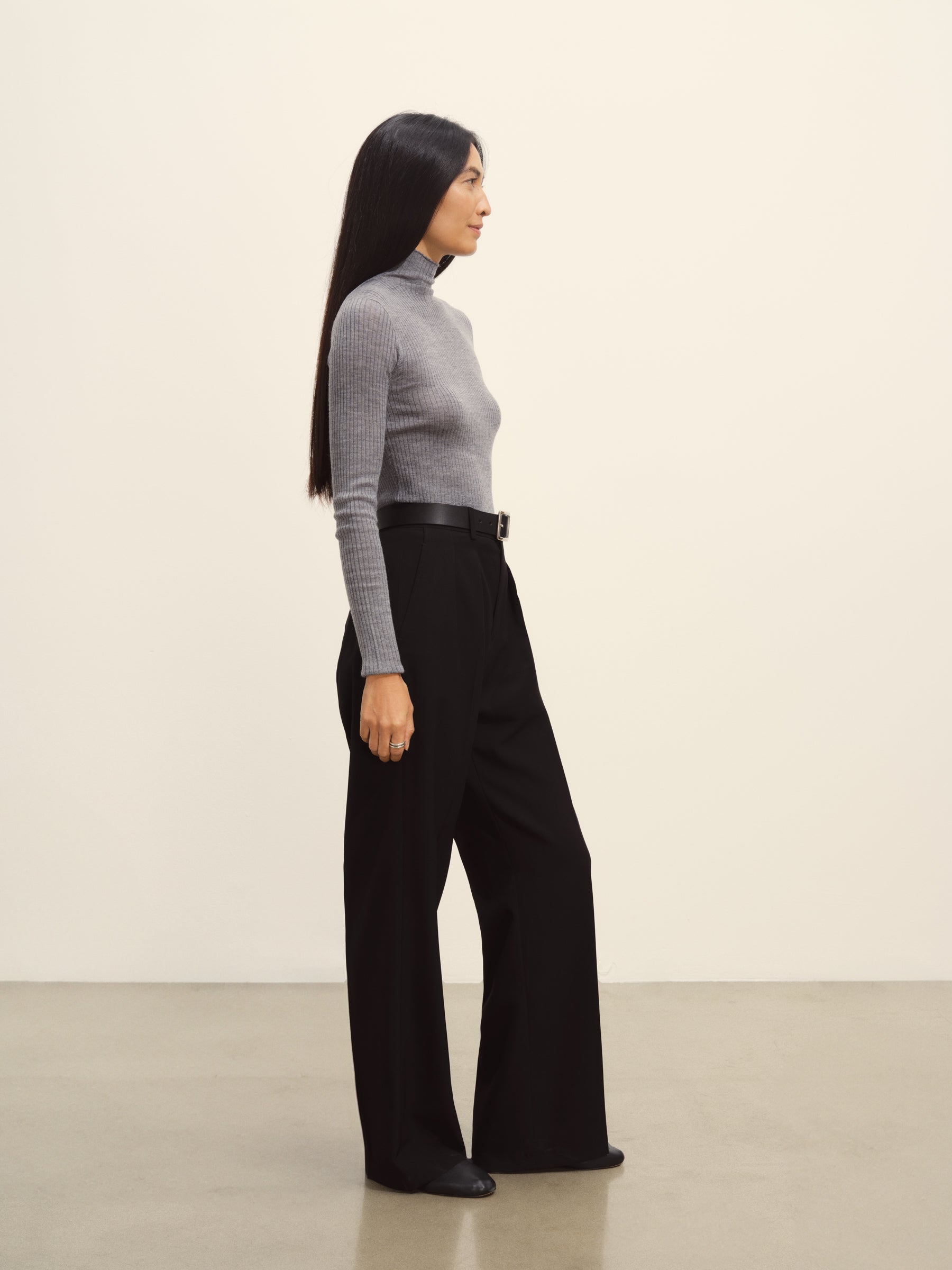 Heather Grey Featherweight Silk Cashmere Turtleneck - Image 5